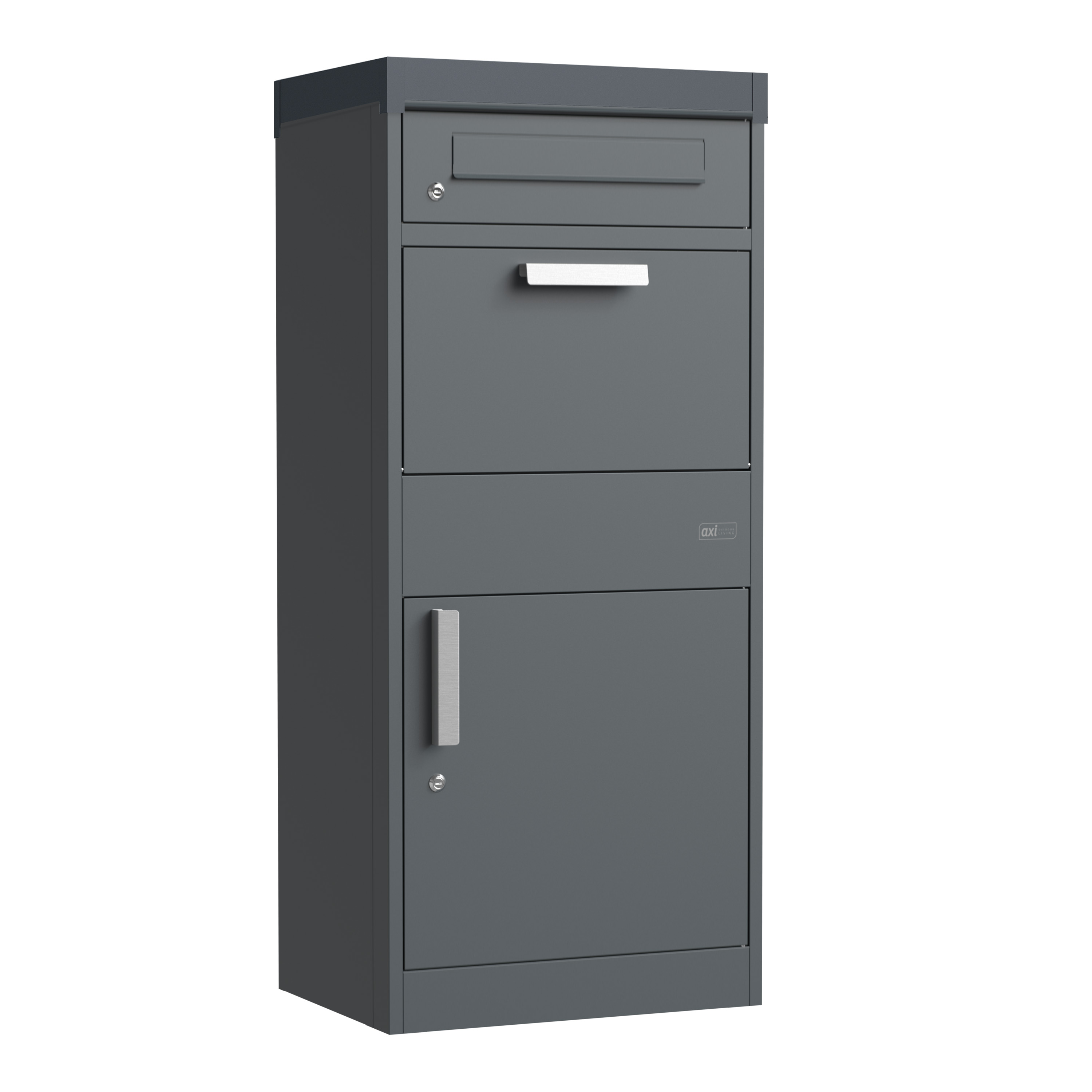 AXI Levi Metal Parcel Mailbox in Anthracite with Planter