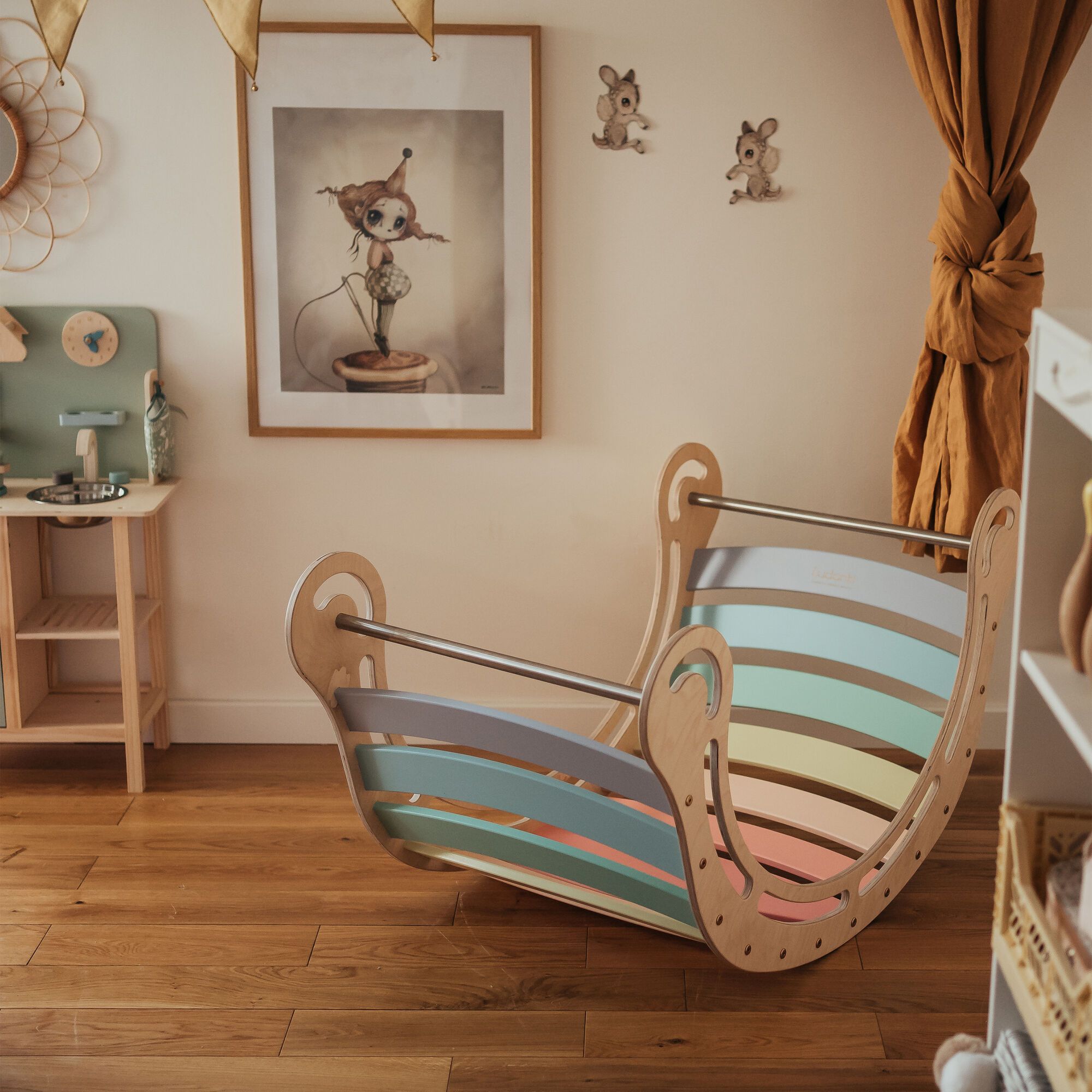 KateHaa Wooden XXL Rocker - Pastel