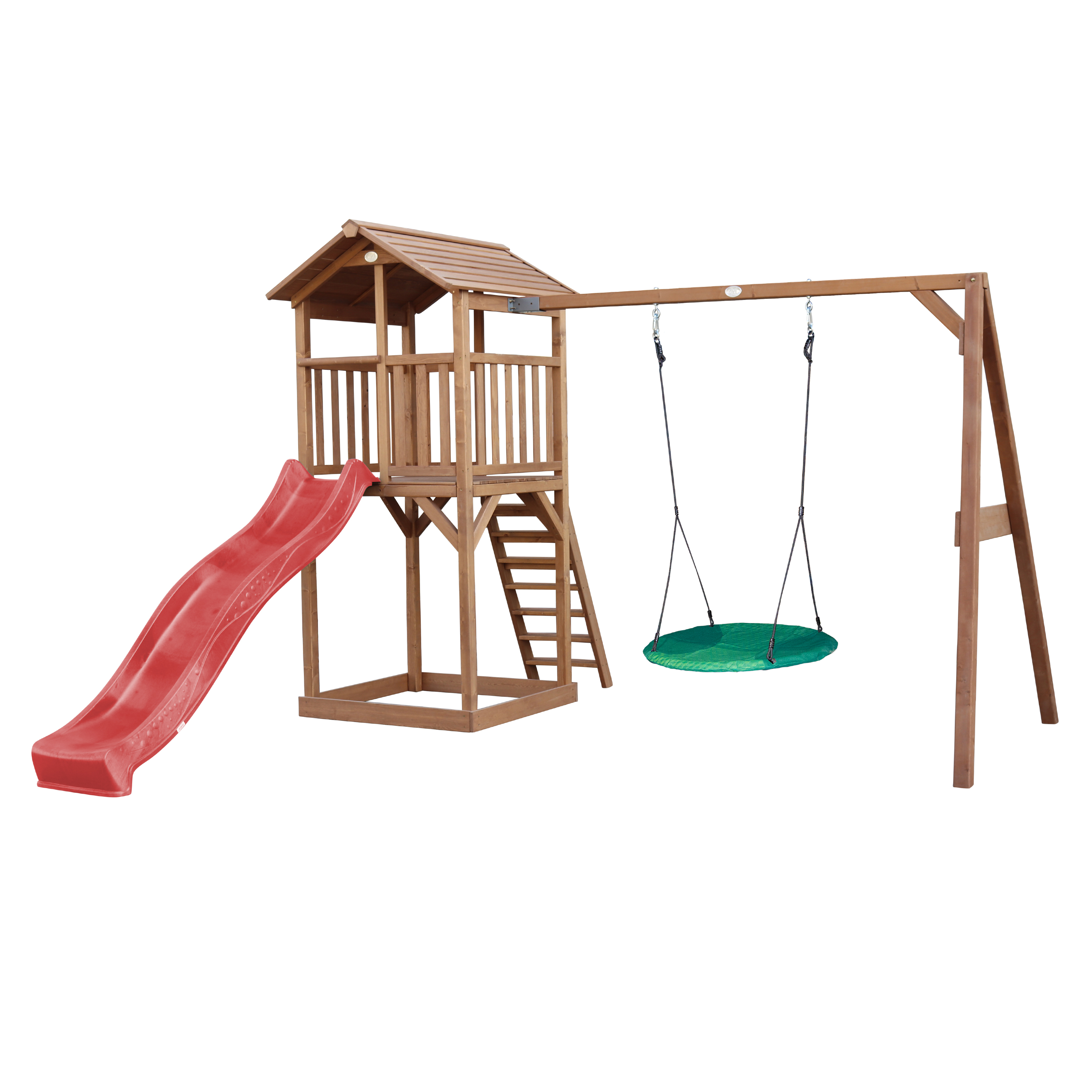 AXI Beach Tower with Summer Nest Swing Set Brown - Red Slide