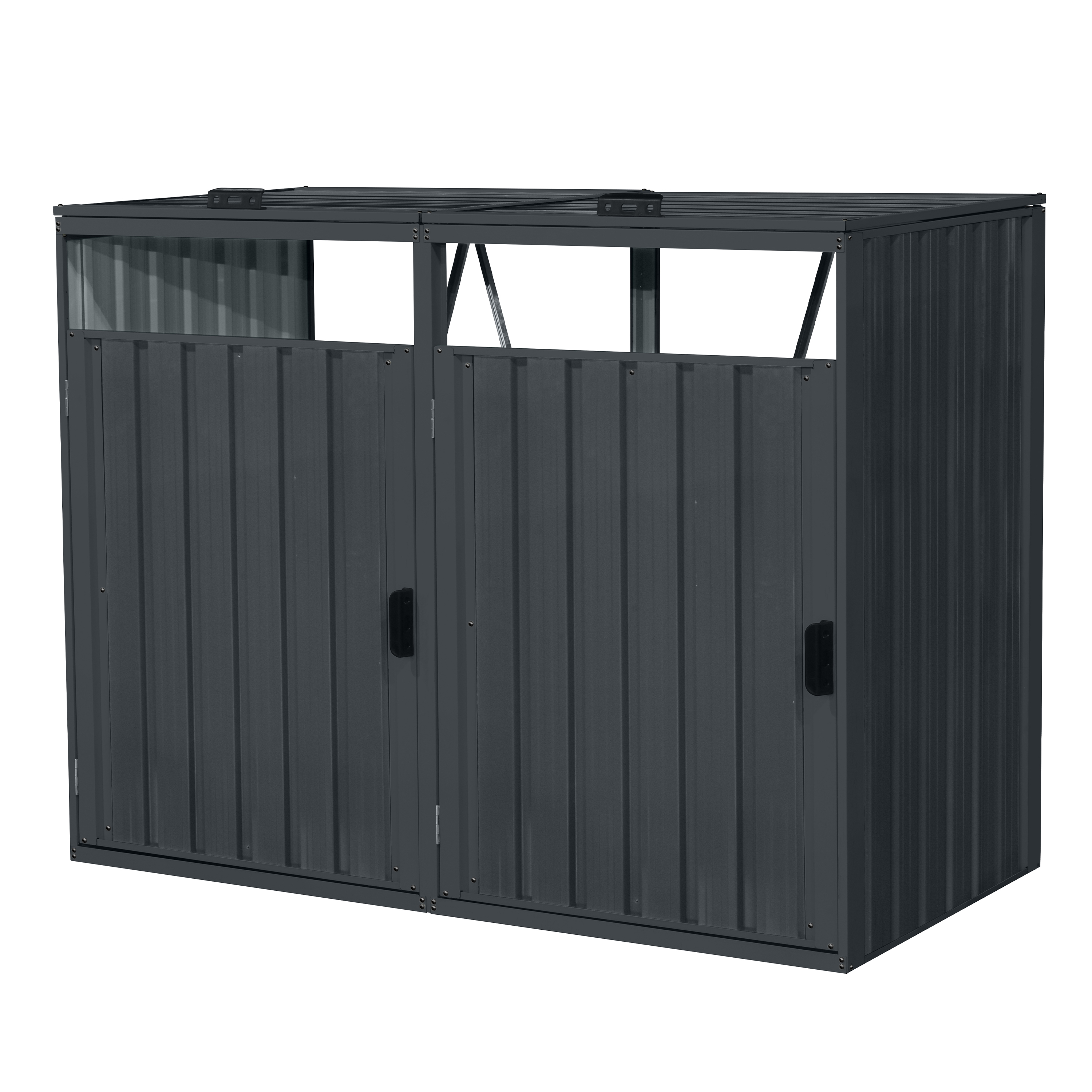 AXI Owen Metal Garbage Bin Shed Anthracite - 2 Garbage Bins