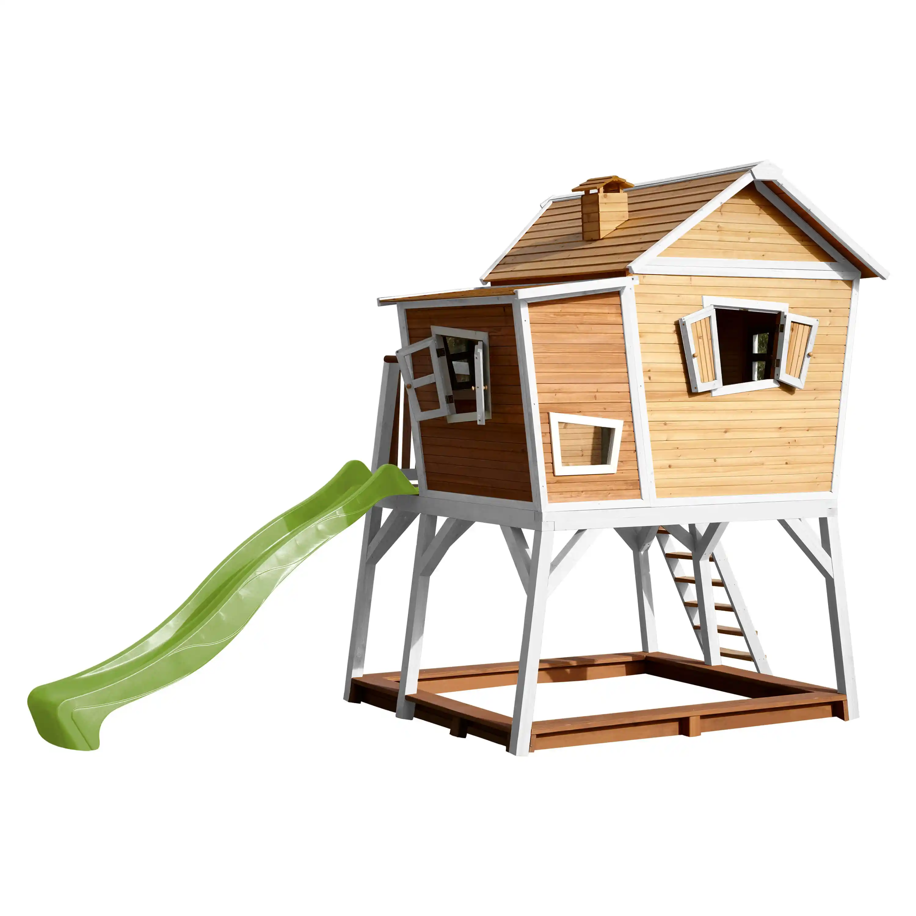 AXI Max Playhouse Brown/White - Lime Green Slide