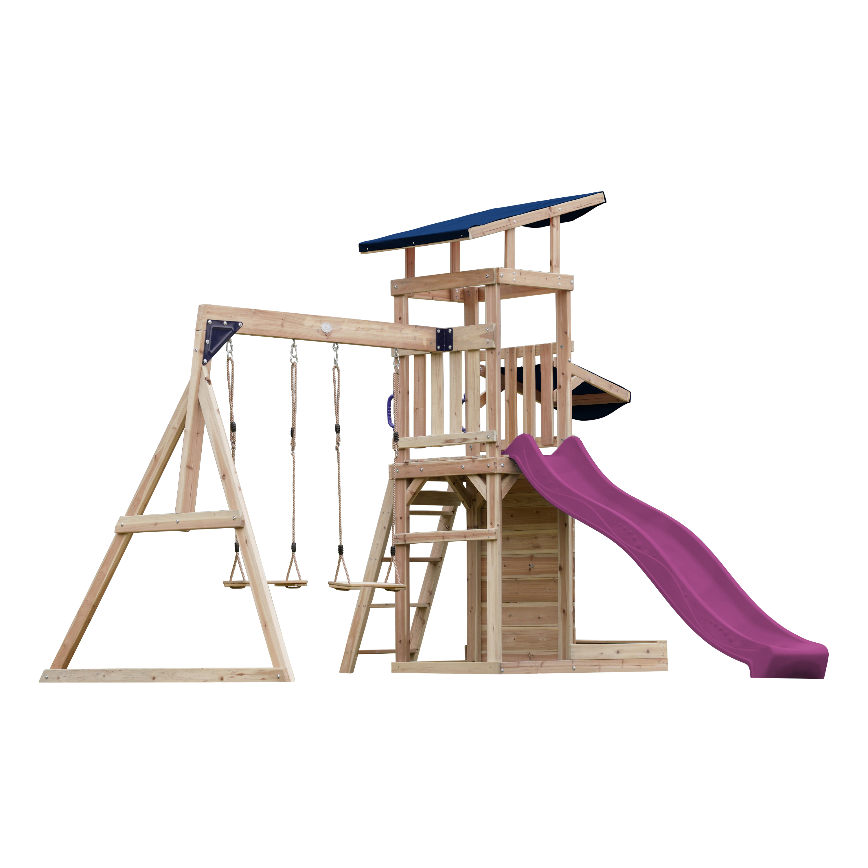 AXI Malik Climbing Frame with Double Swing Set - Purple Slide