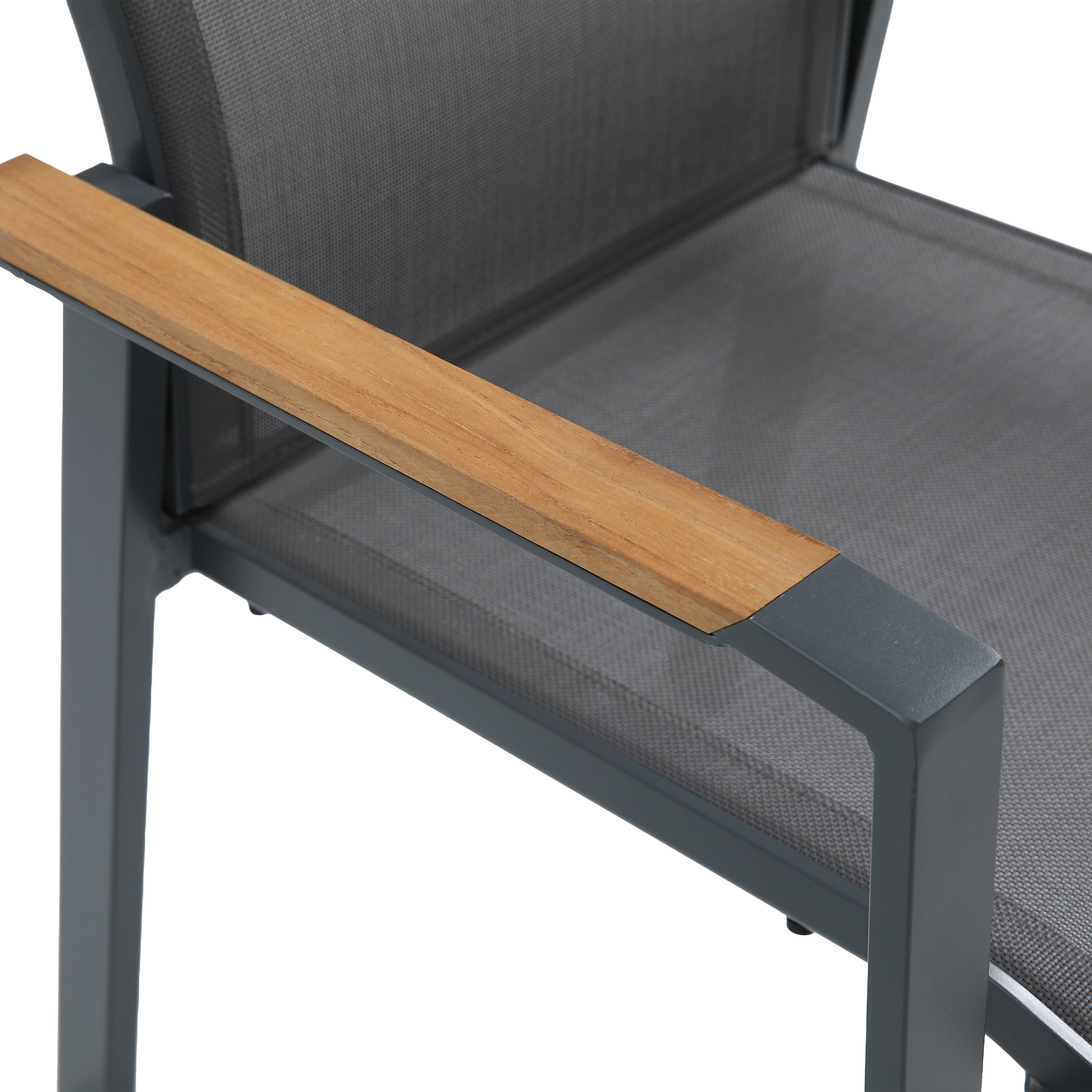 AXI Alva Aluminium Chairs Antracite/Teak – Set 4 pieces