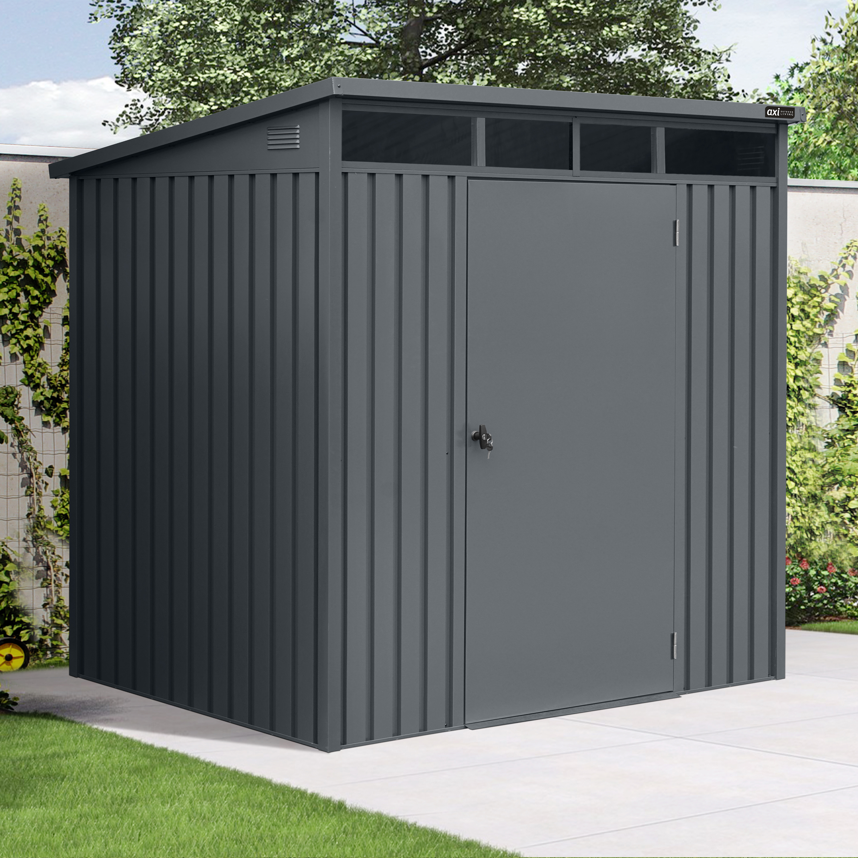 AXI Victor Metal Garden Storage Shed 132 x 192 x 201 cm – Anthracite