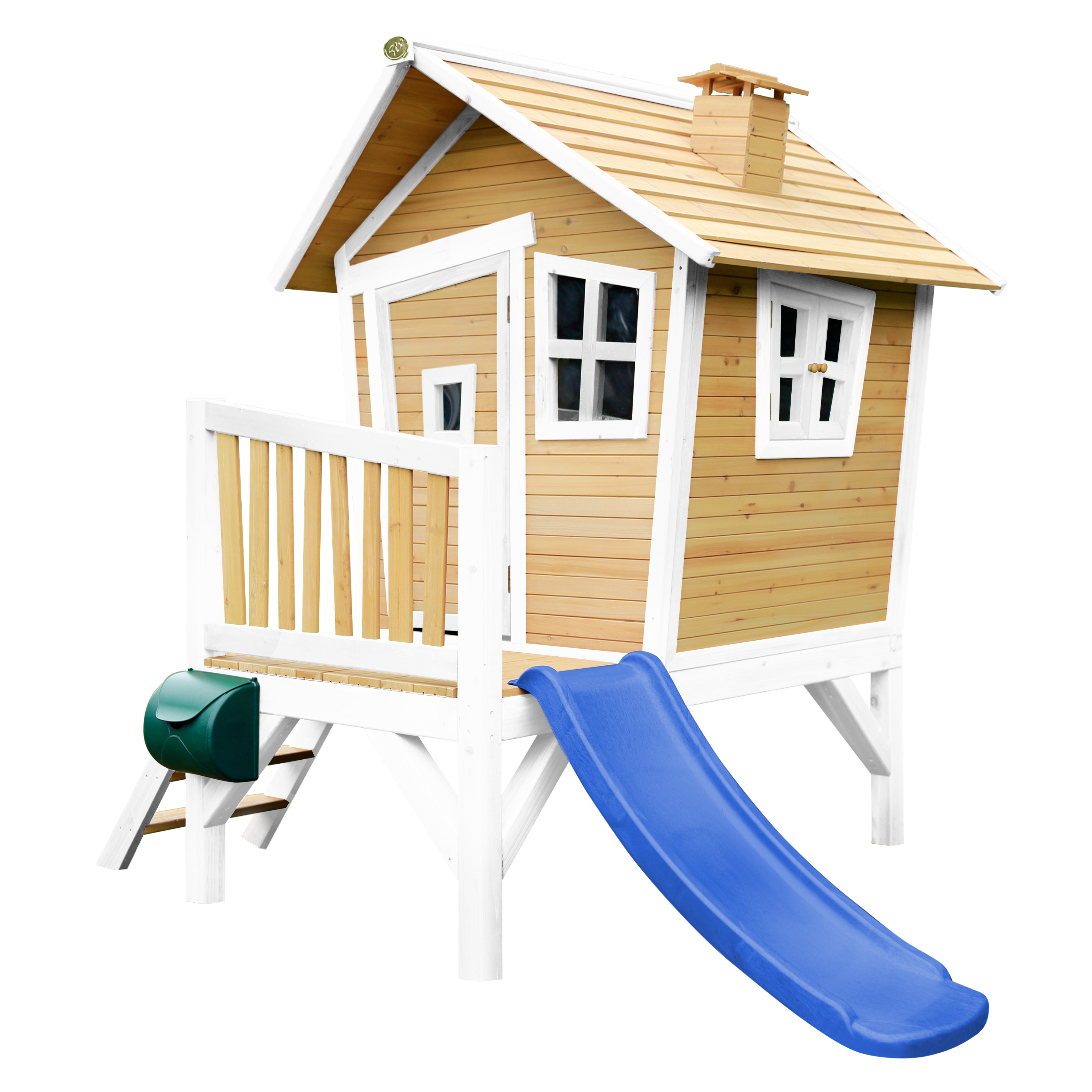 AXI Robin Playhouse Brown/White - Blue Slide