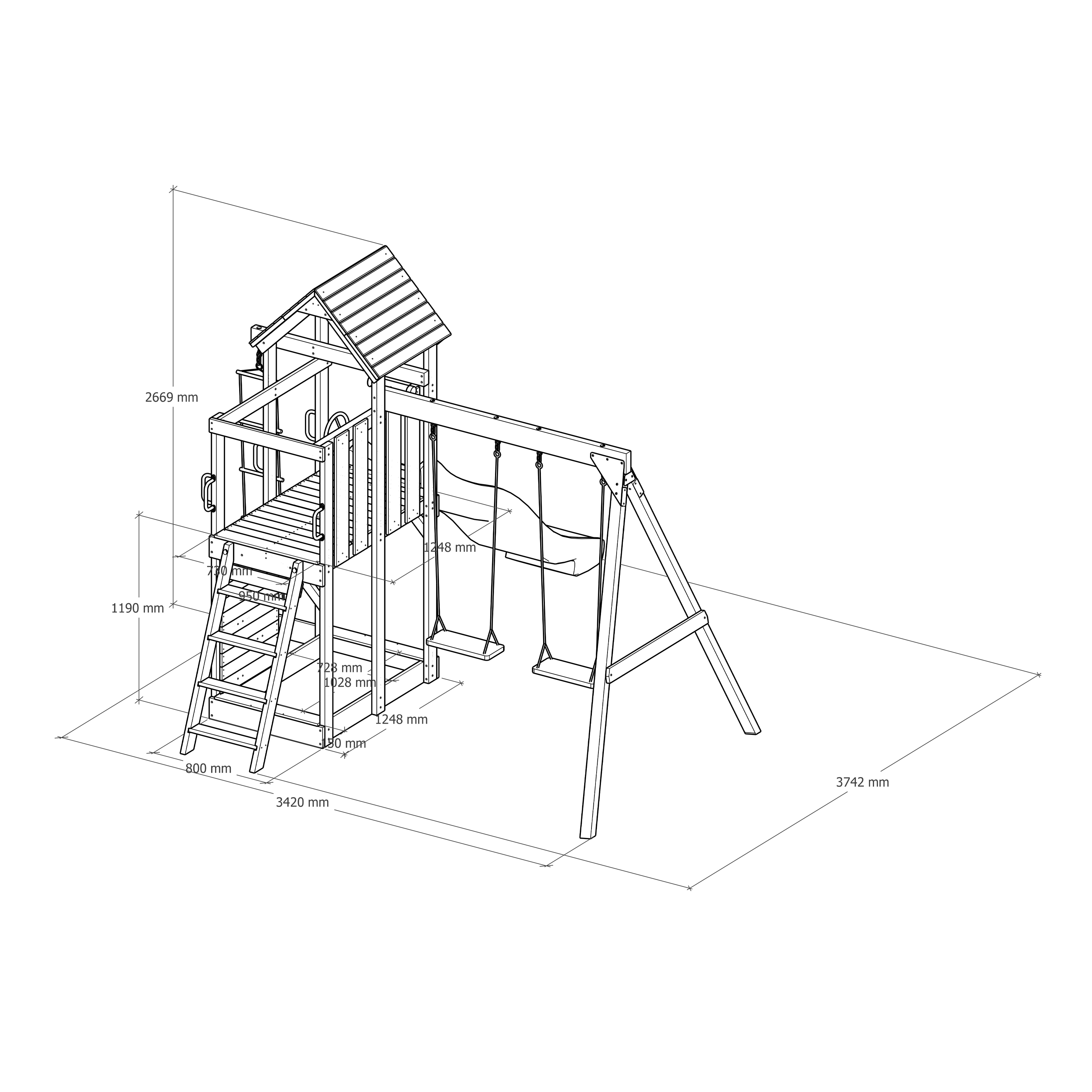 AXI Moos Climbing Frame with Double Swing Set - White Slide
