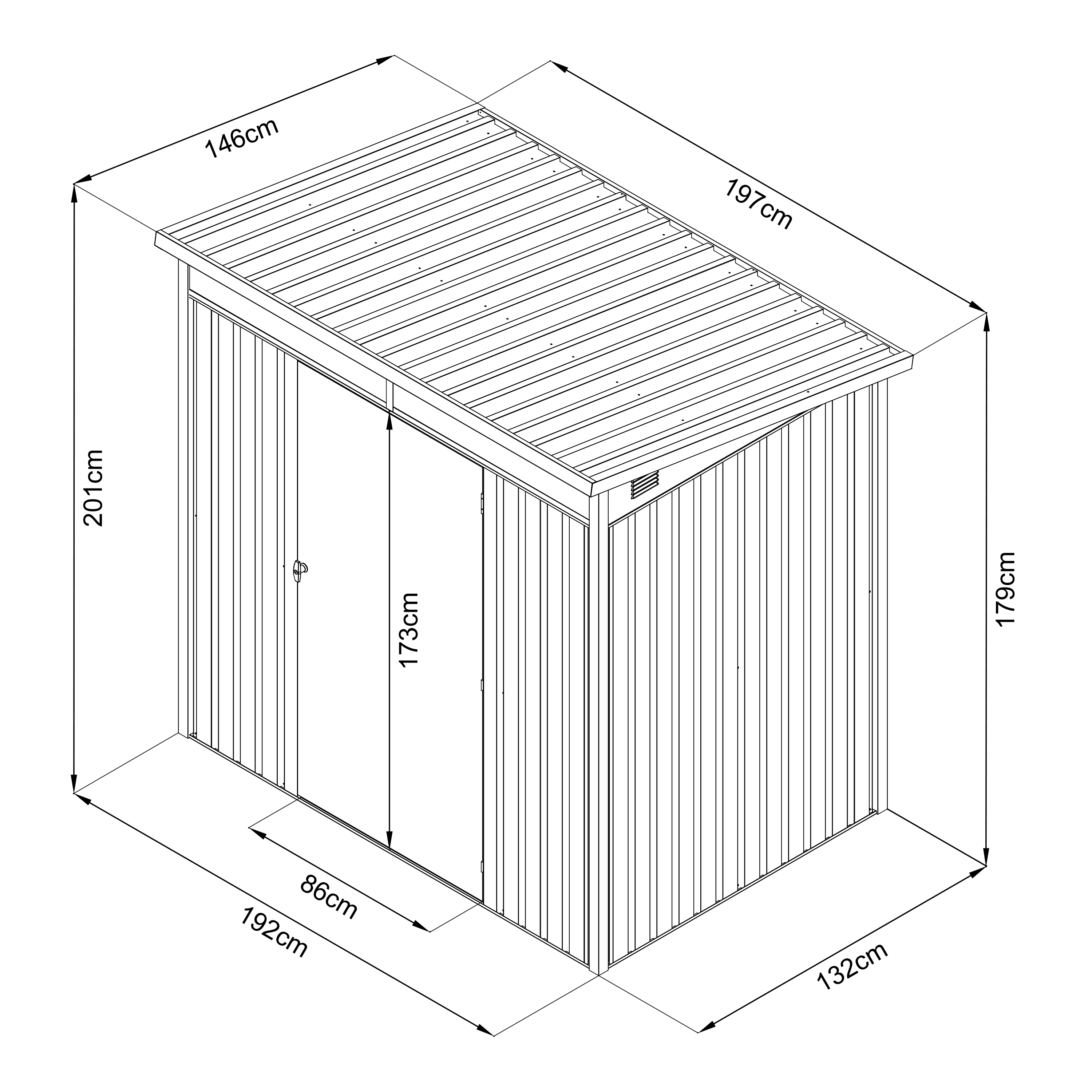 AXI Victor Metal Garden Storage Shed 132 x 192 x 201 cm – Anthracite