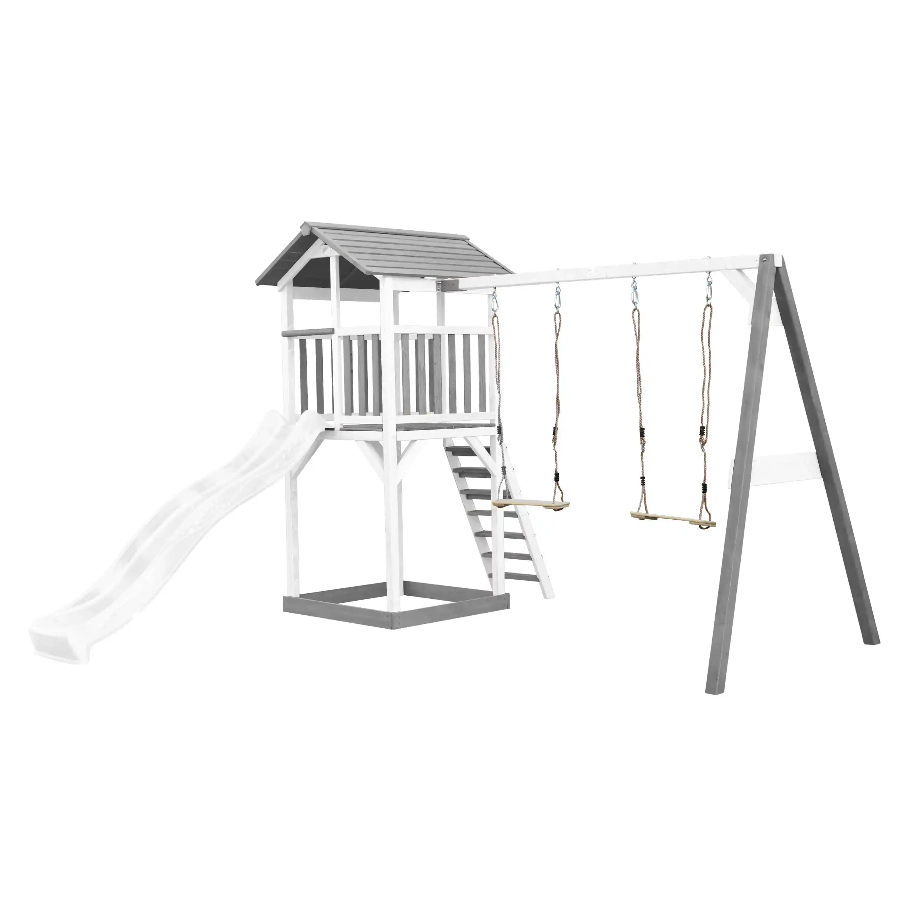 AXI Beach Tower with Double Swing Set Grey/White - White Slide