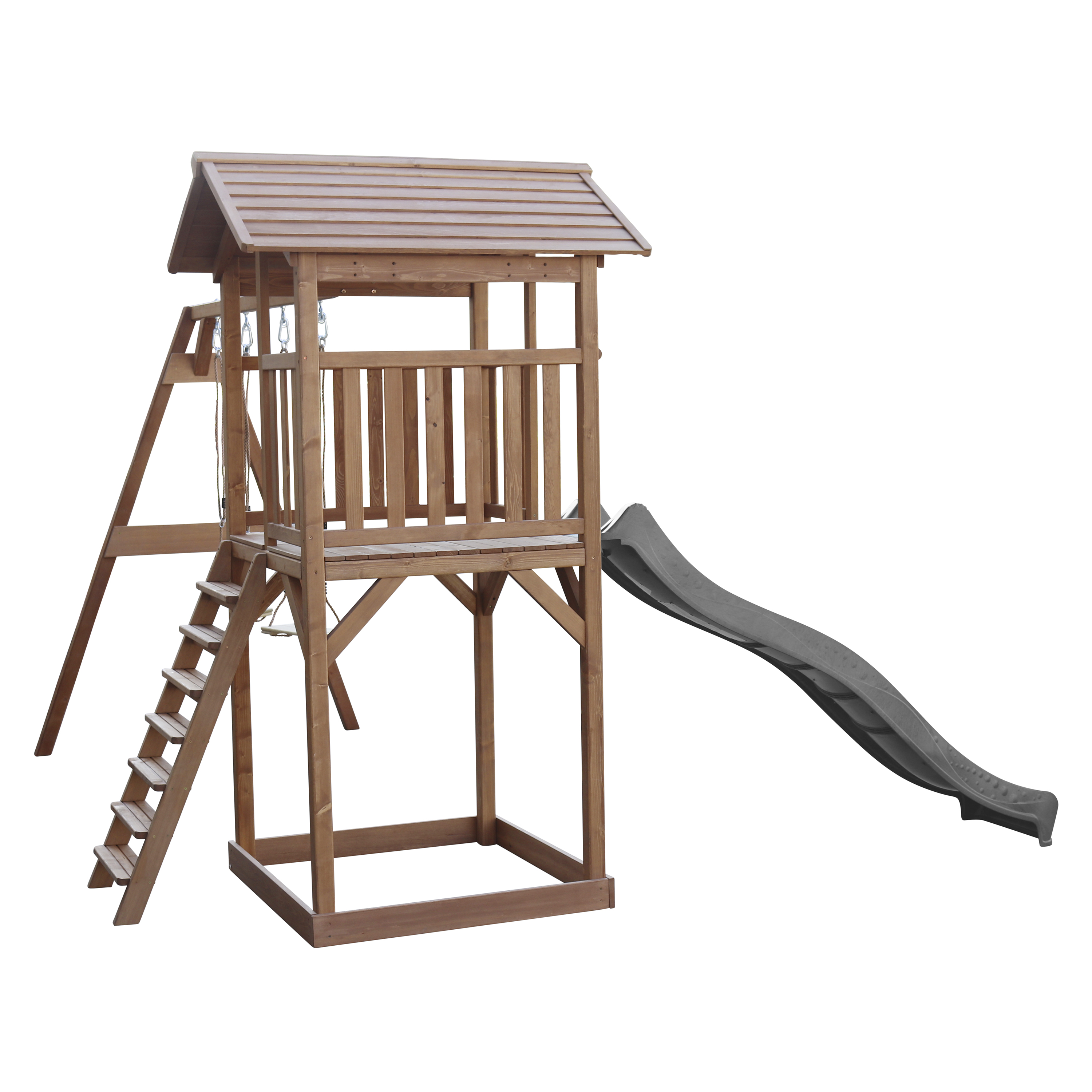 AXI Beach Tower with Double Swing Set Brown - Grey Slide