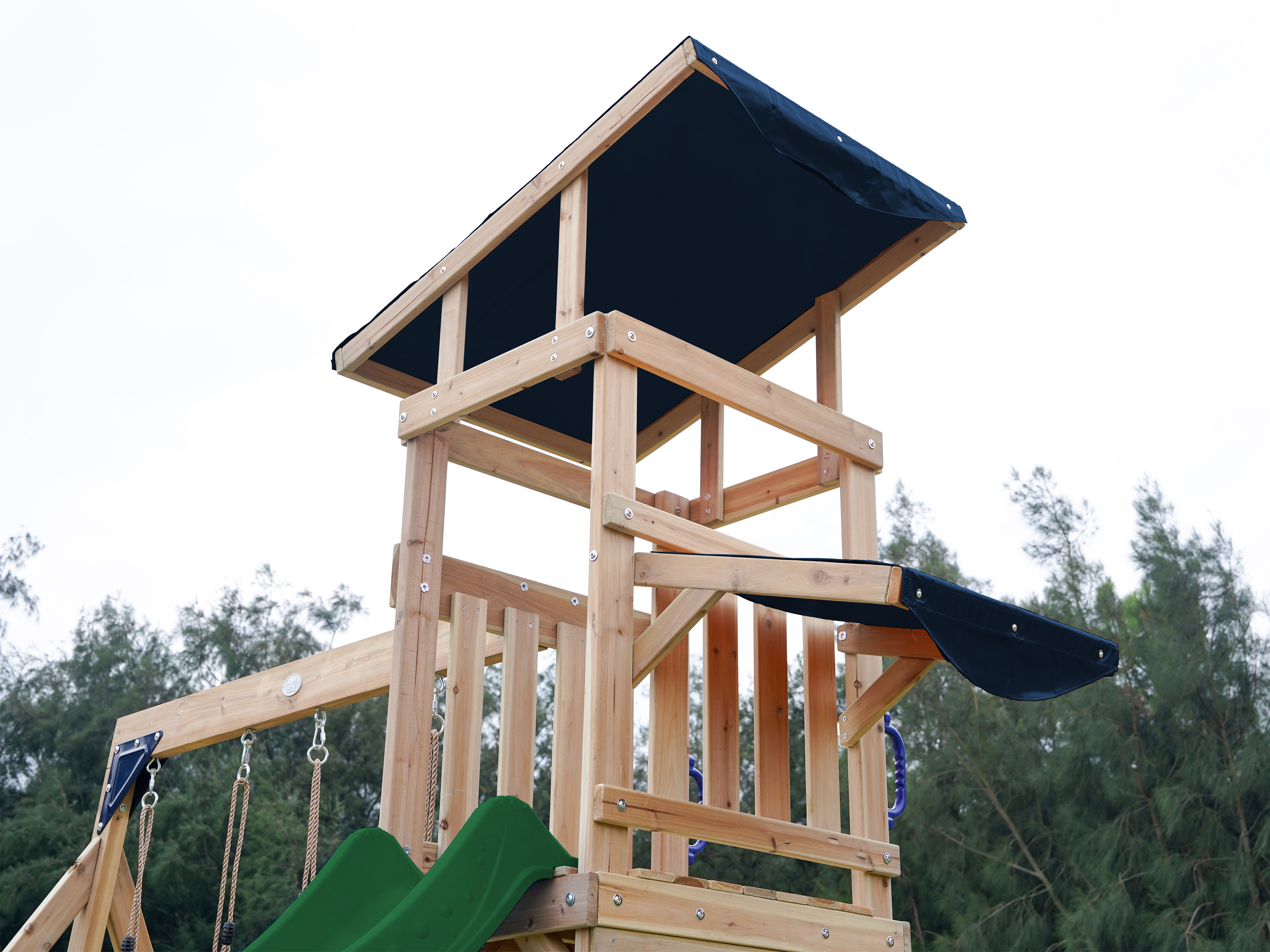 AXI Malik Climbing Frame with Double Swing Set - Green Slide