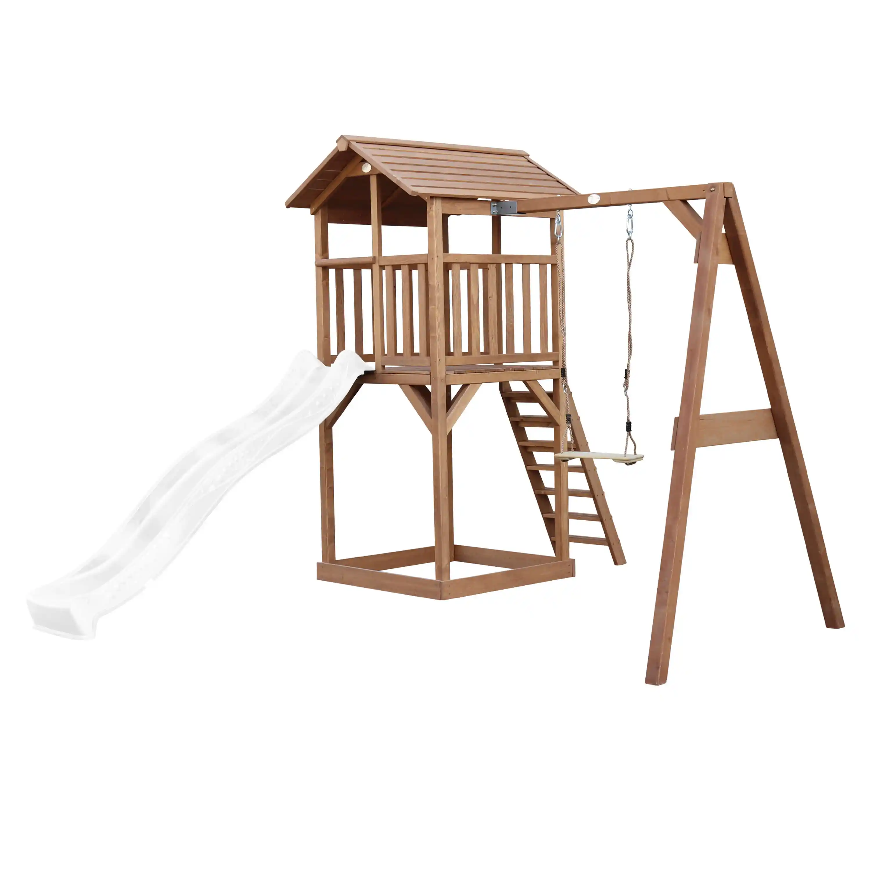 AXI Beach Tower with Single Swing Set Brown - White Slide