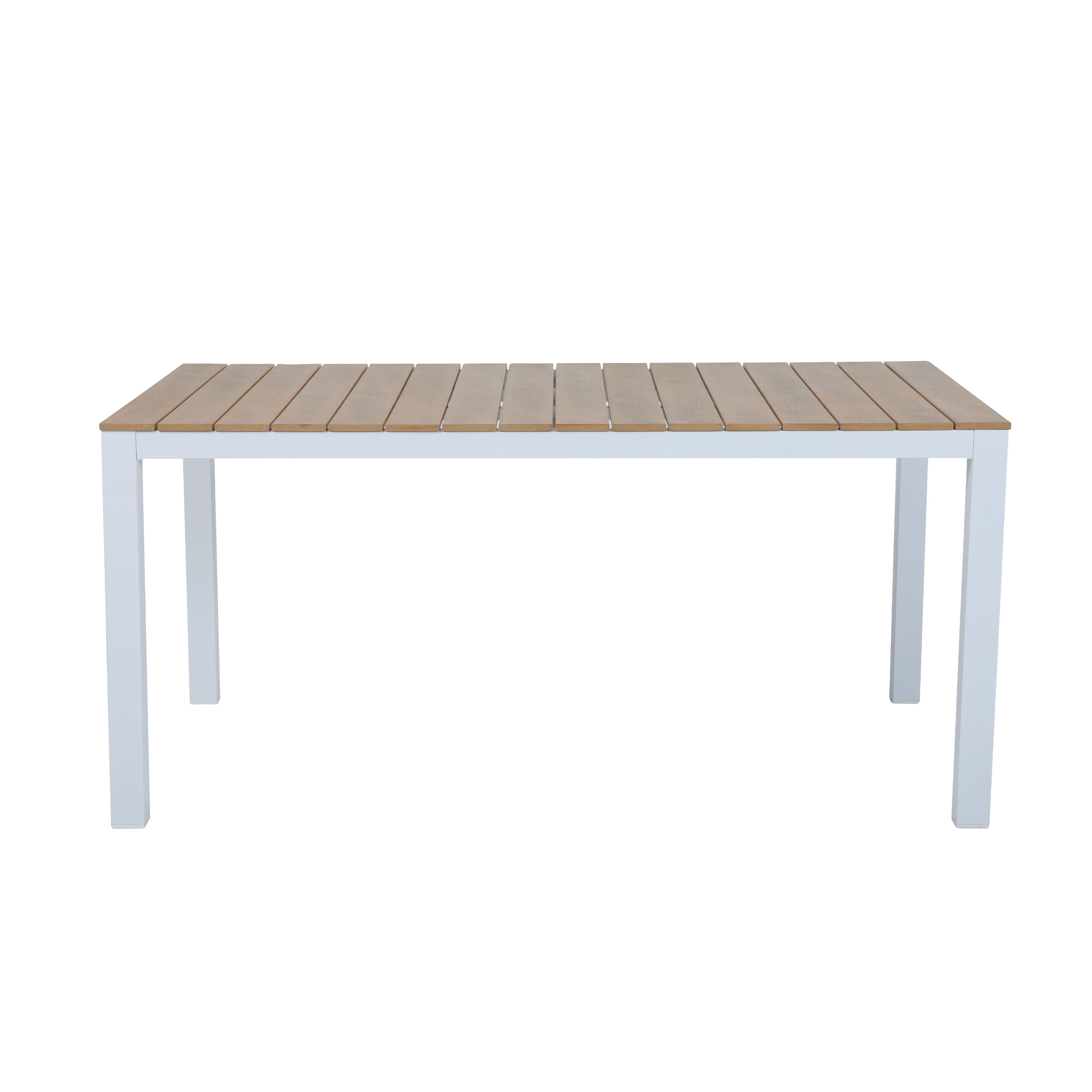 AXI Suvi Dining Garden Table White with Polywood in Teak Effect