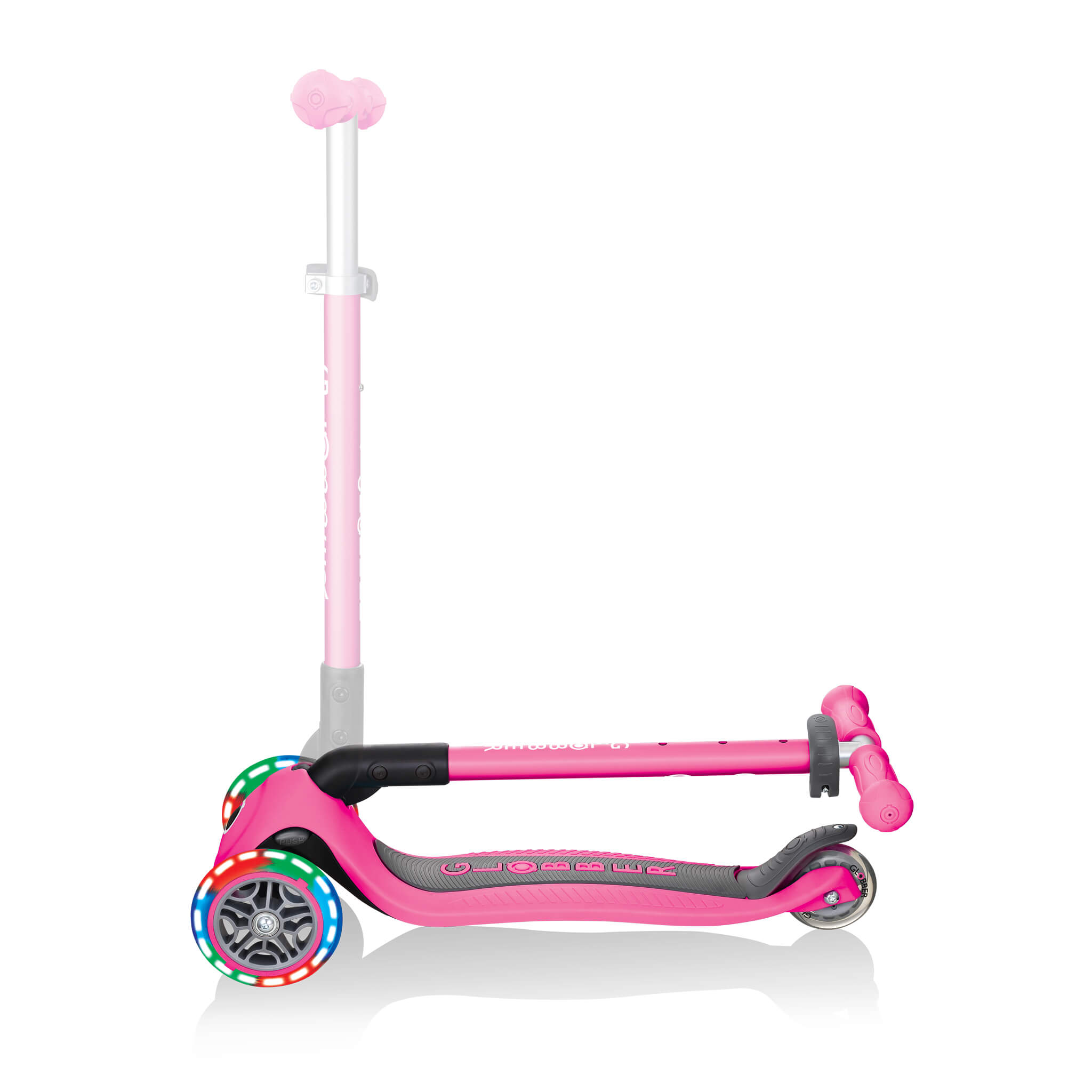 Globber Primo Foldable Lights Scooter - Pink