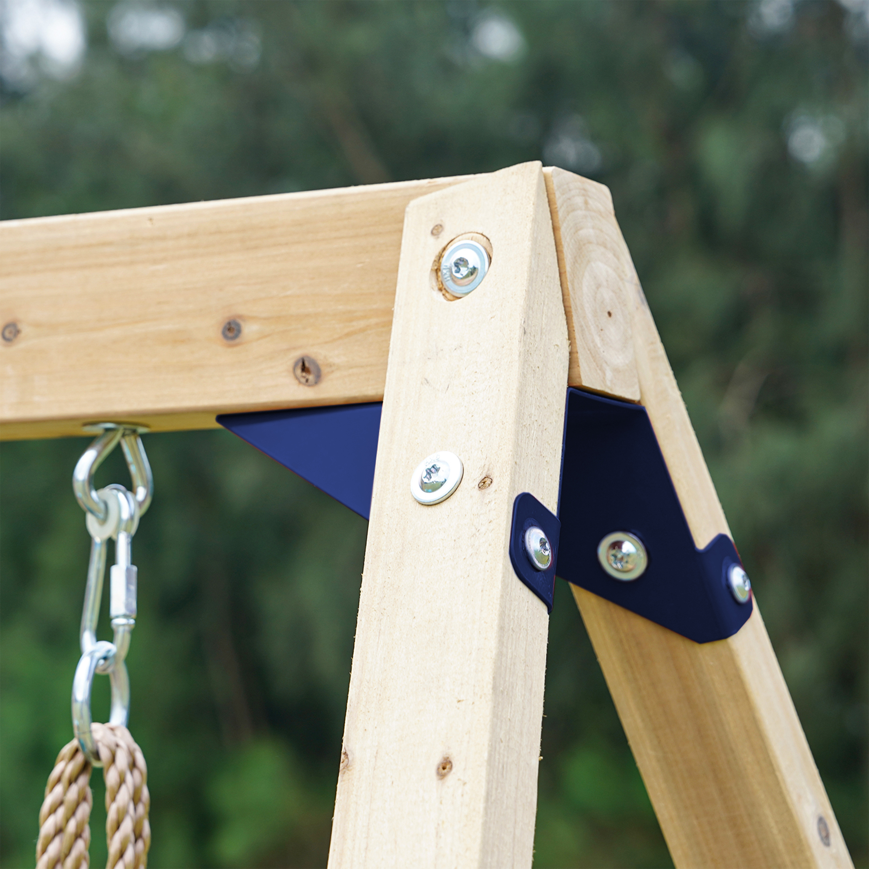 AXI Timo Mini Climbing Frame with Baby Swing. Climbing Wall and Chalkboard – Blue Slide