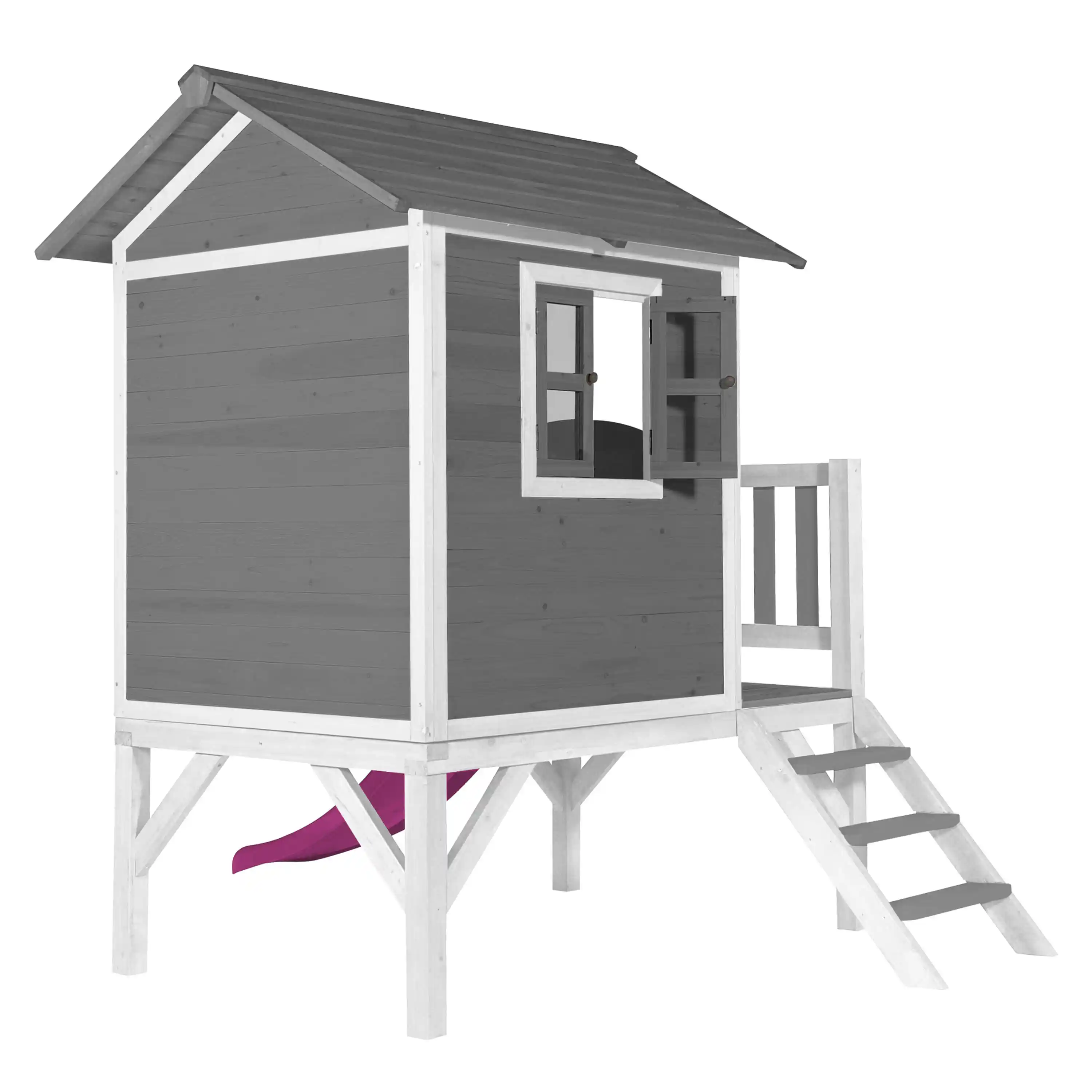 AXI Lodge XL Playhouse Cool Grey - Purple Slide