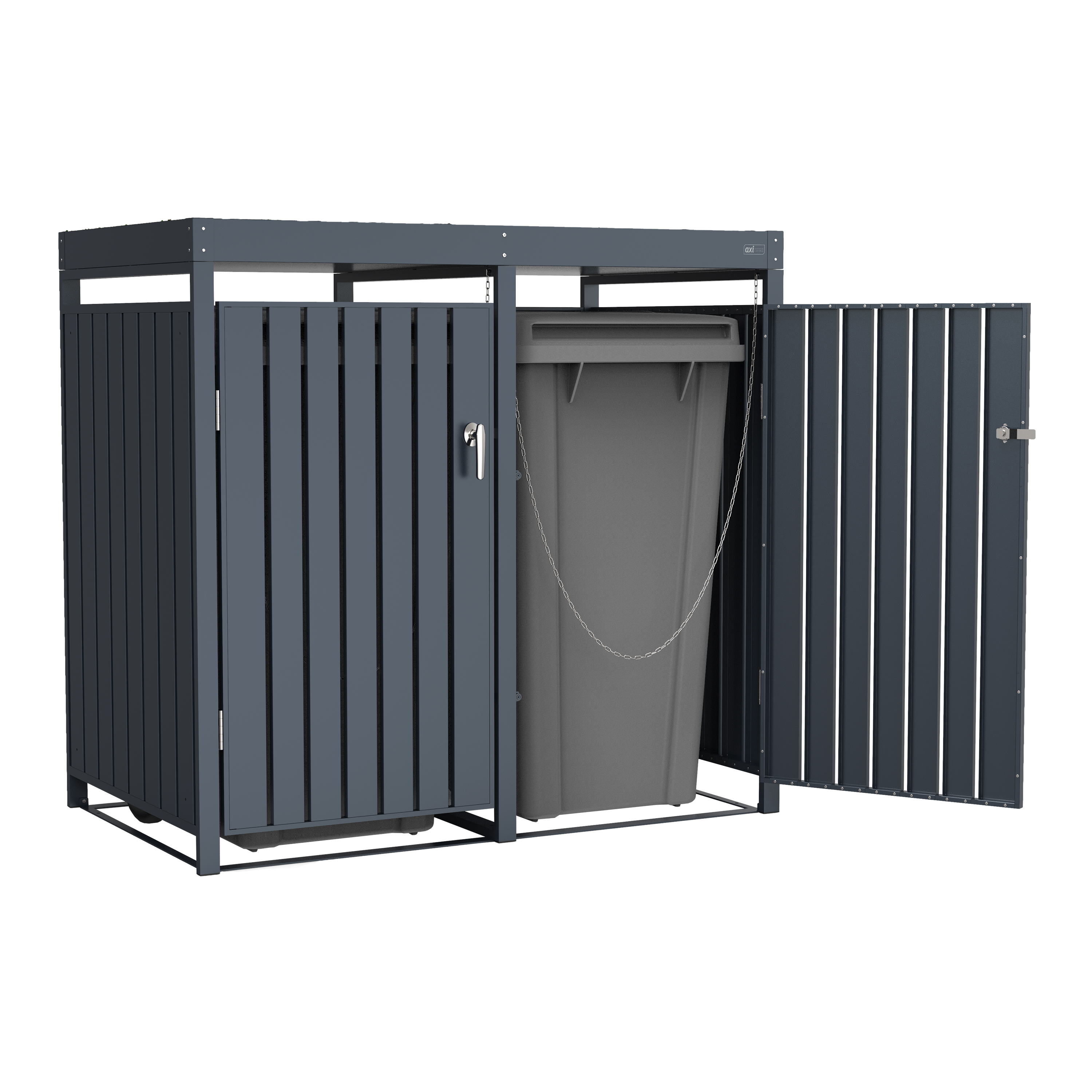 AXI Leon Metal Garbage Bin Shed with Planter - 2 Garbage Bins