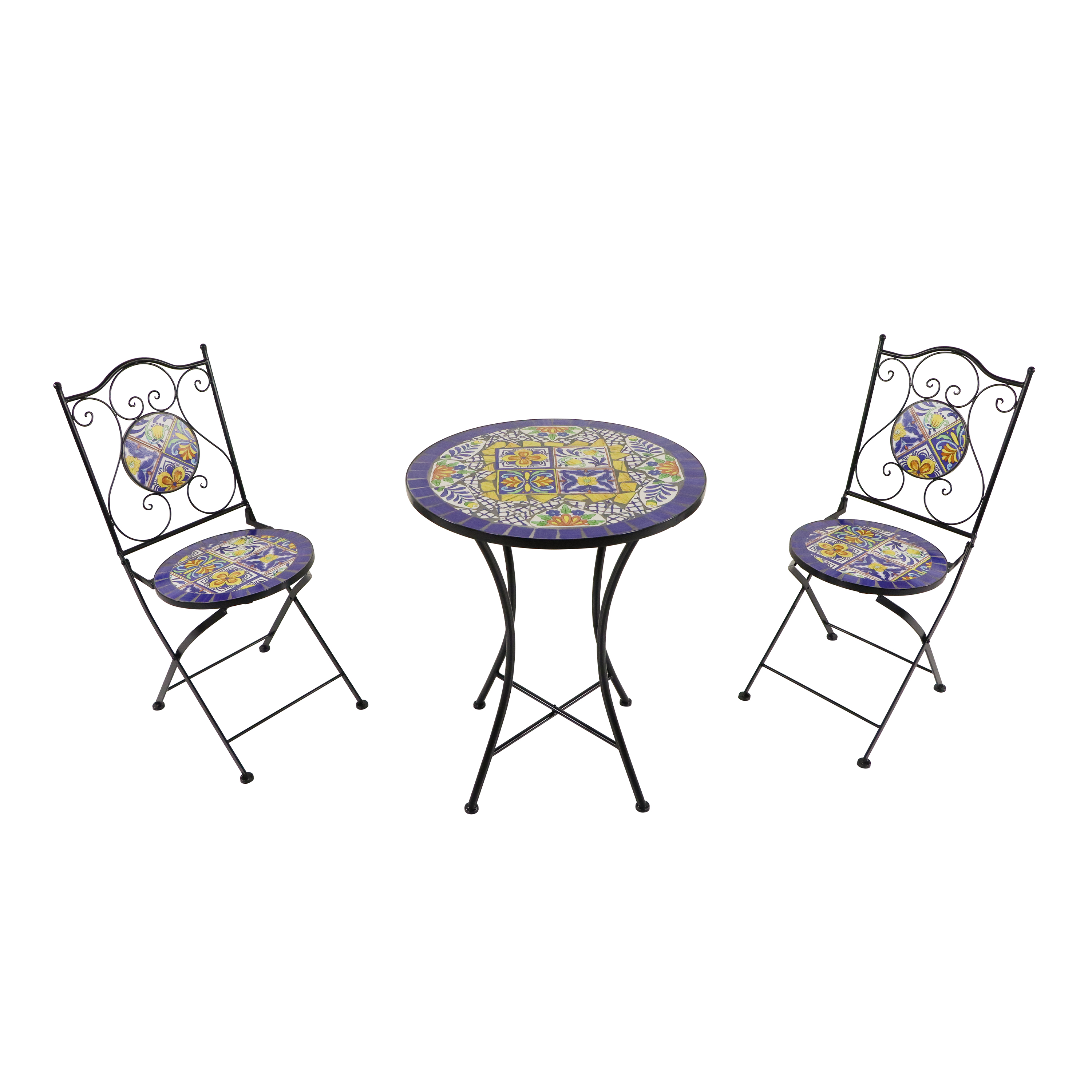 AXI Amélie Bistro Set Mosaic Mediterranean Style - Blue/Yellow