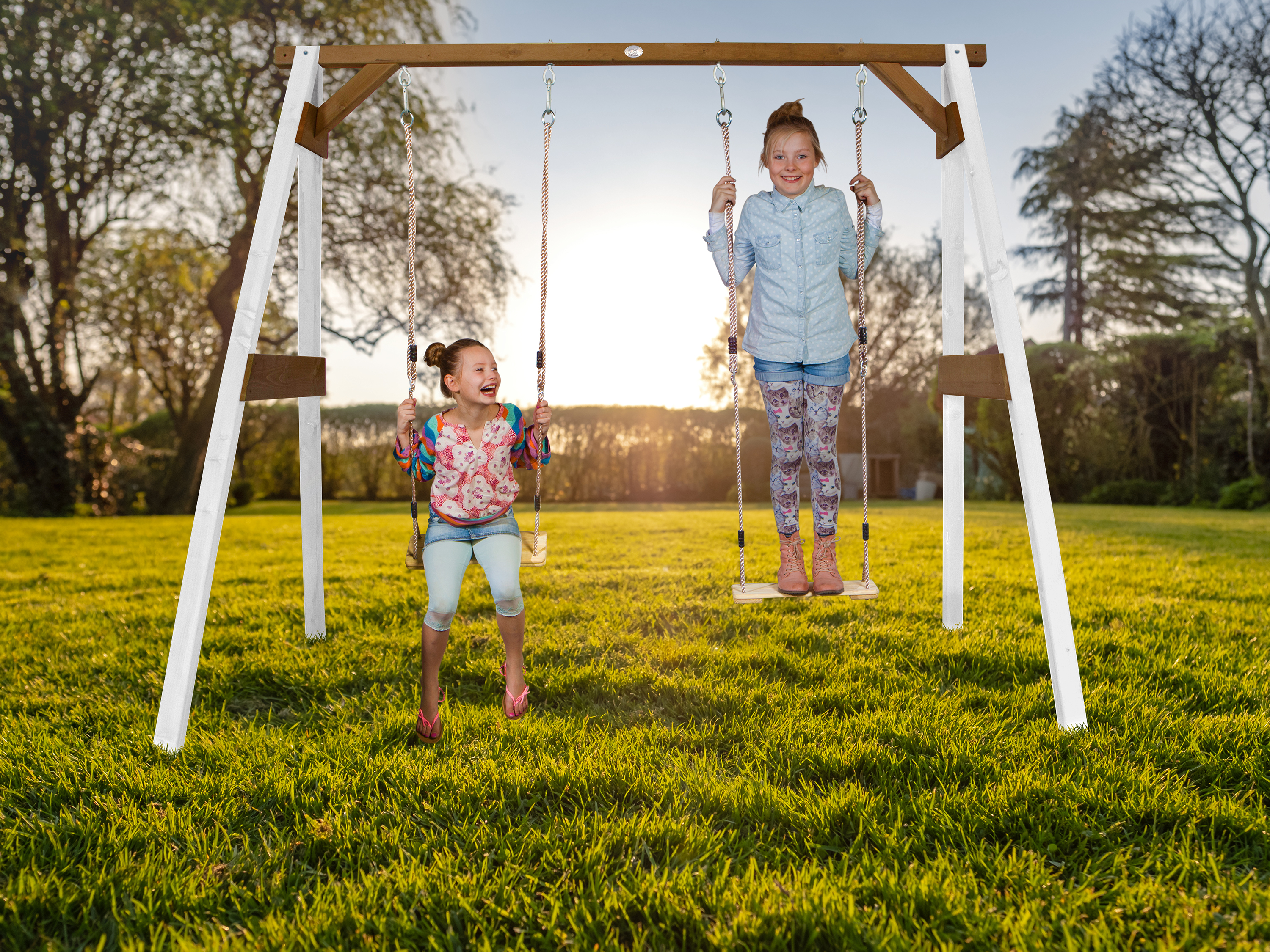 AXI Double Swing Set - White/Brown