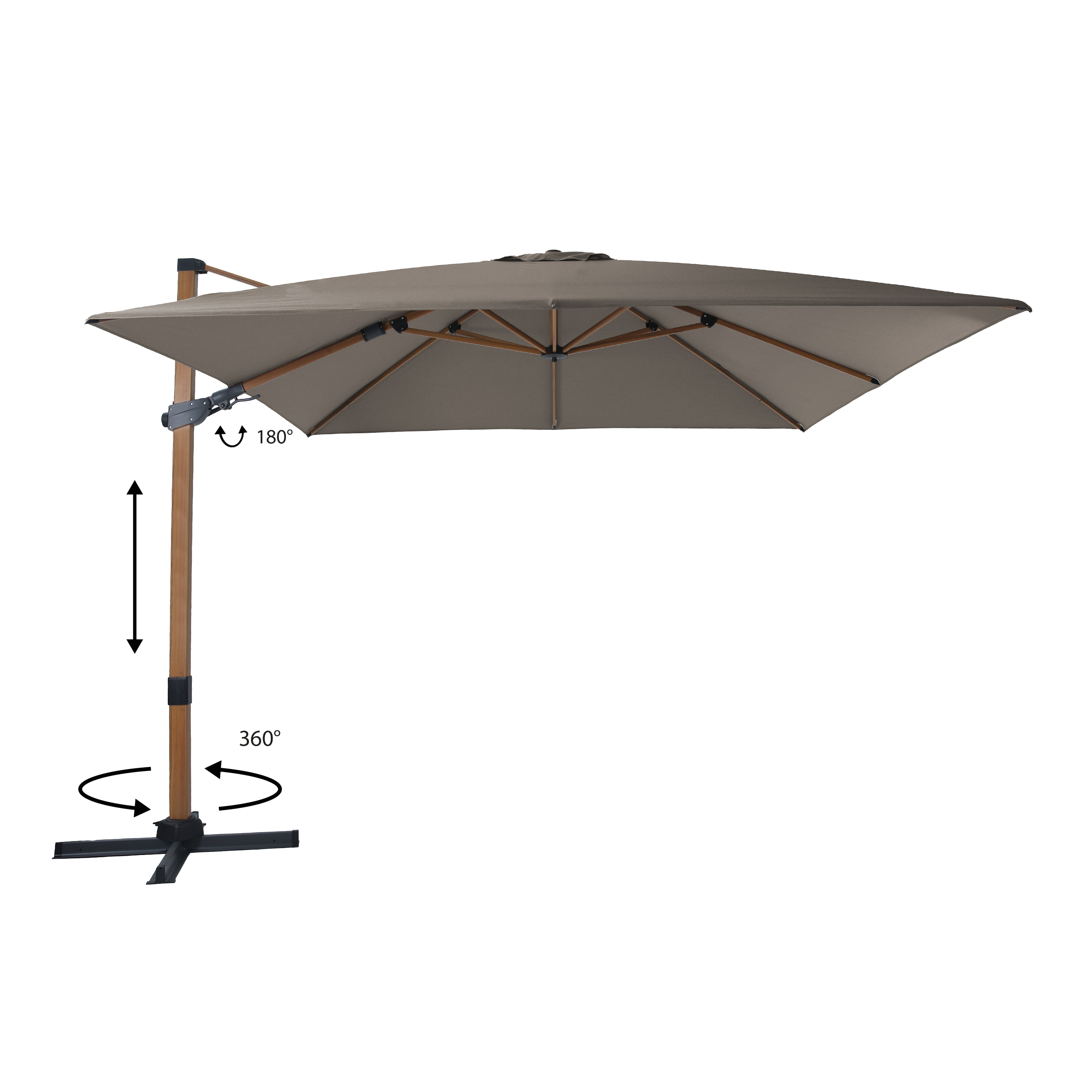 AXI Apollo Premium Cantilever Parasol 300x300cm - Wood-look/Taupe