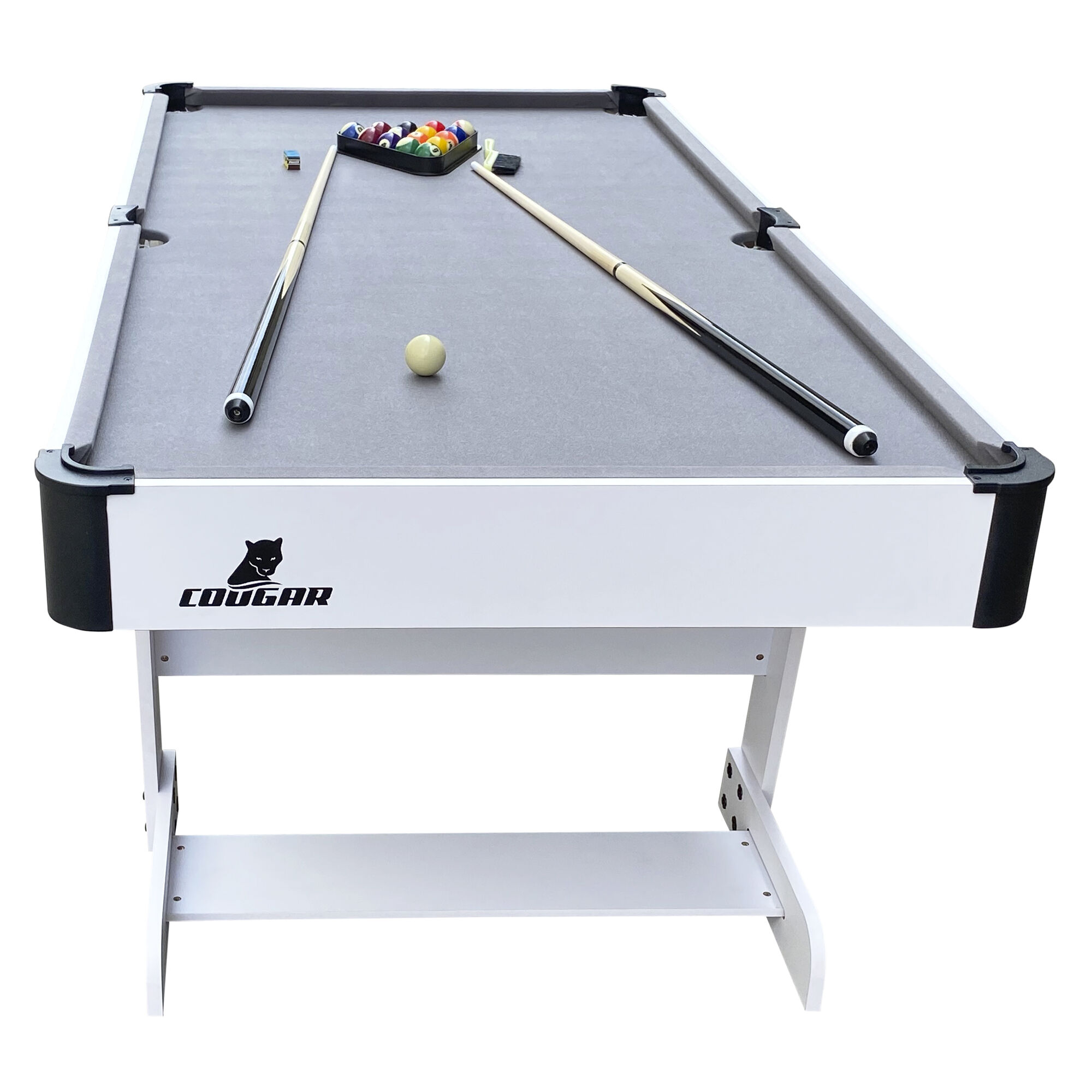 Cougar Hustle XL folding Pool Table - White/Grey