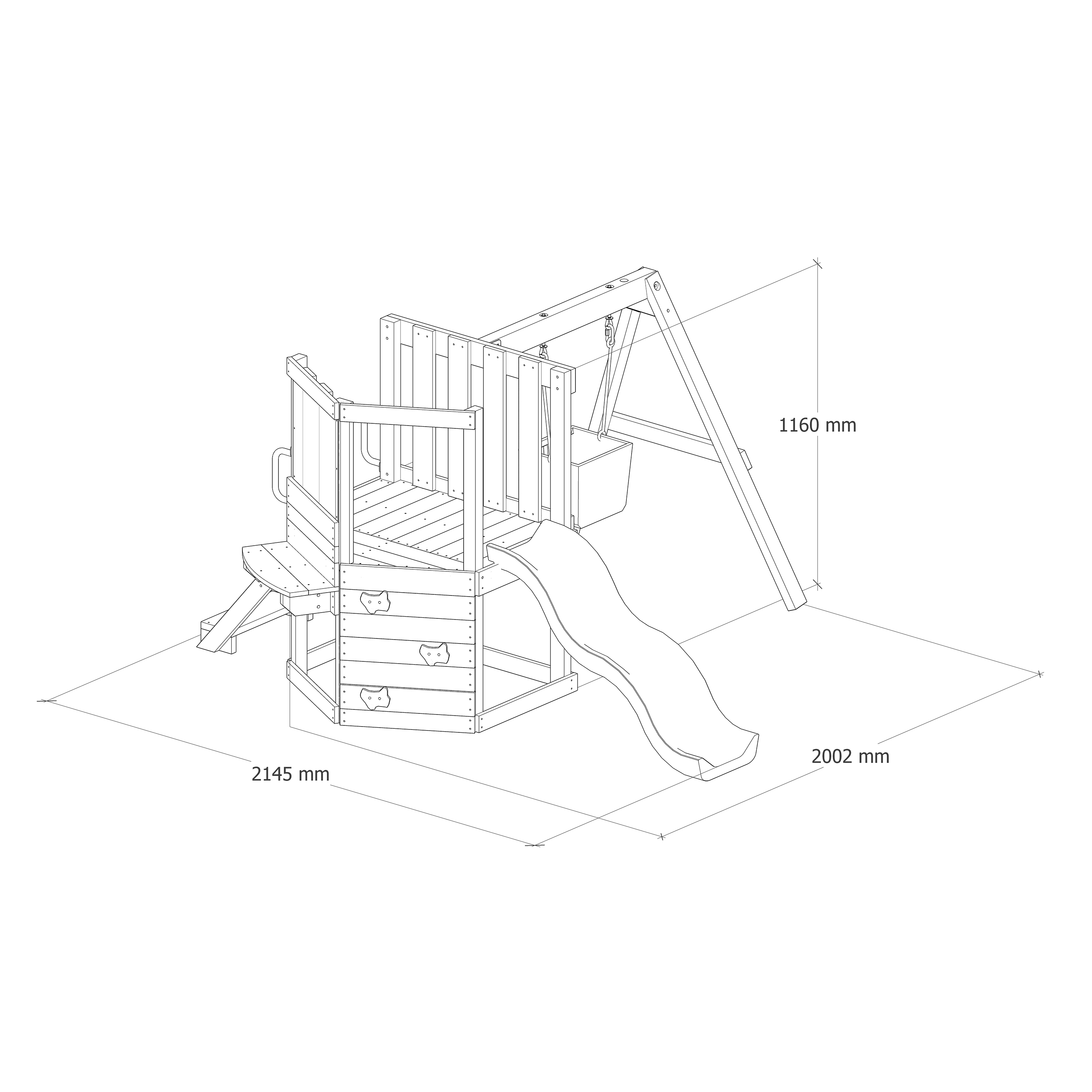 AXI Timo Mini Climbing Frame with Baby Swing. Climbing Wall and Chalkboard – Blue Slide