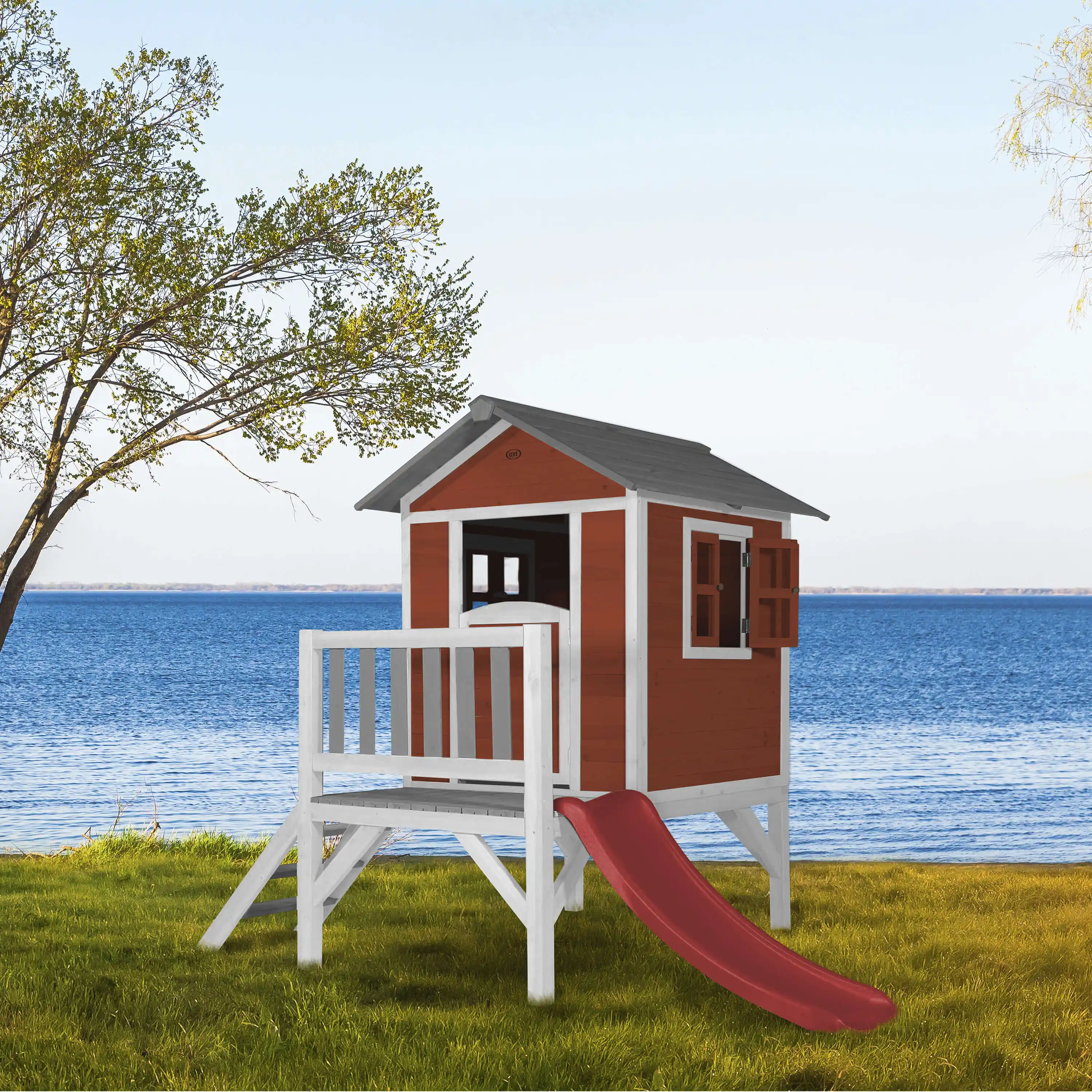 AXI Lodge XL Playhouse Scandinavian Red - Red Slide