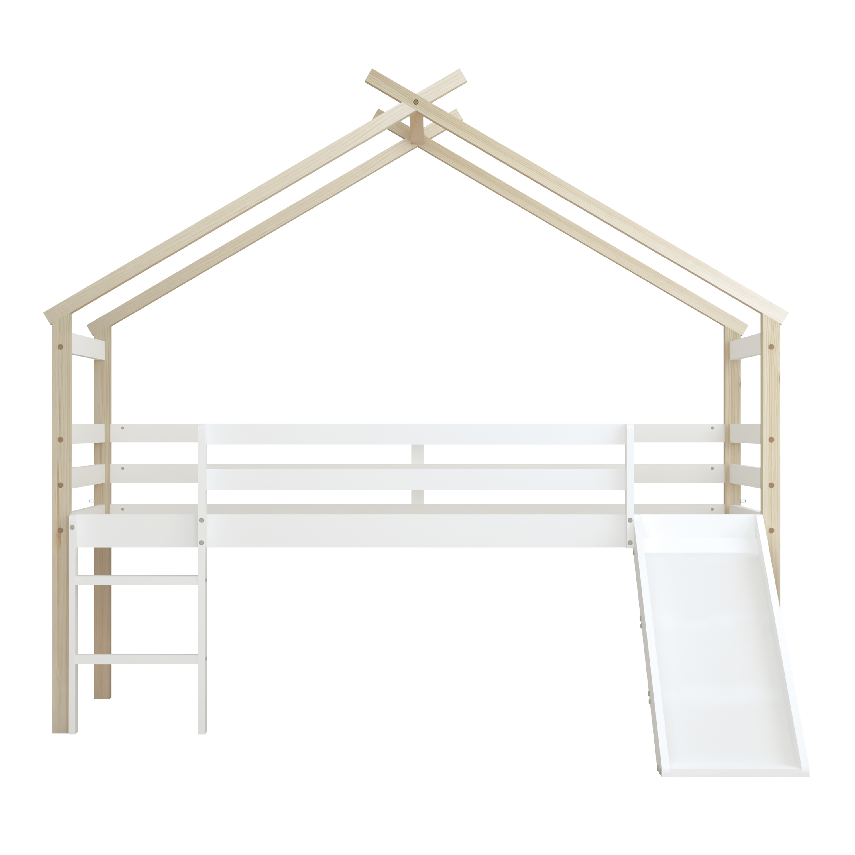 Sunny River Mid Sleeper with Slide Brown/White – Without Mattress-8720365068942 Sunny River Mid Sleeper with Slide Brown/White – Without Mattress