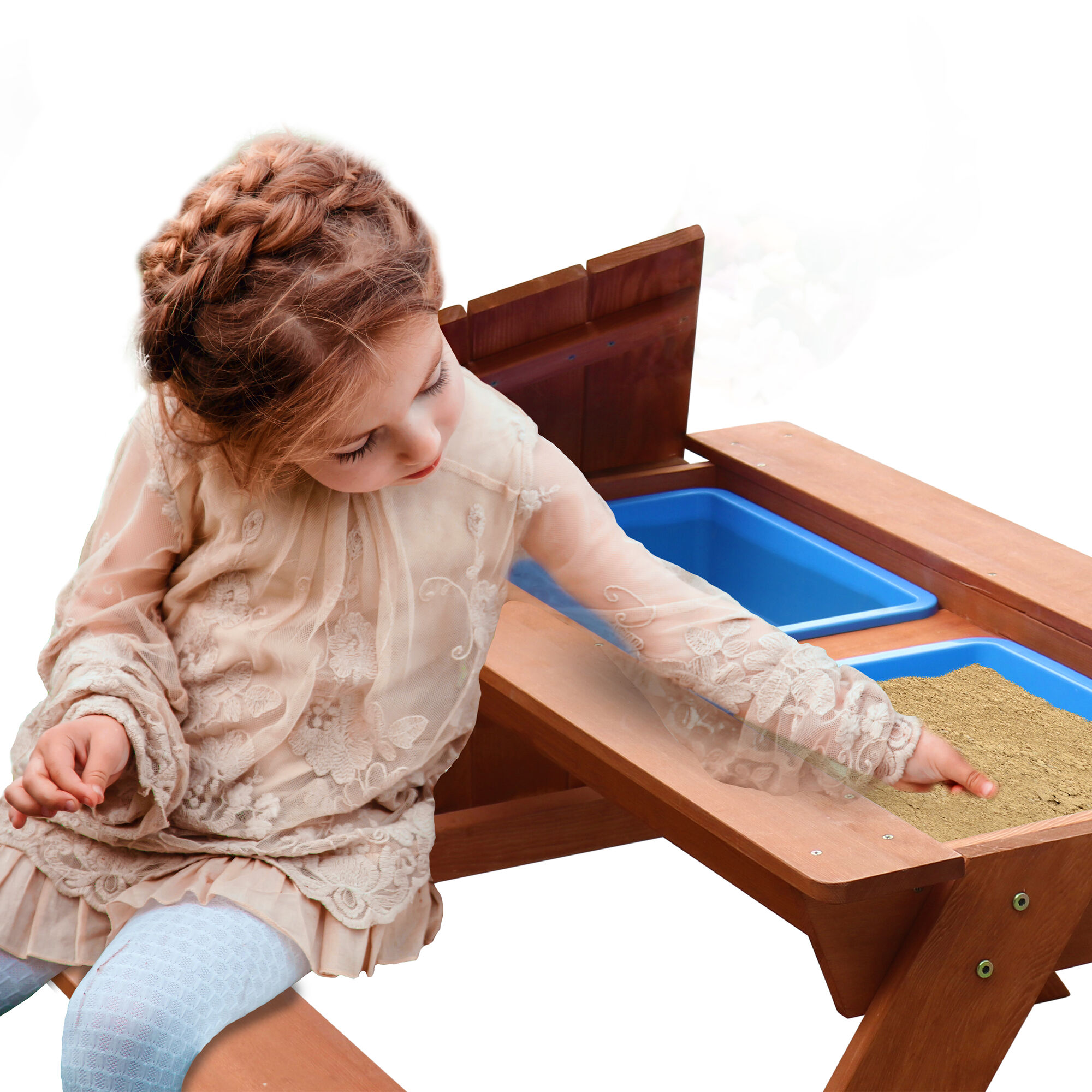 Sunny Dave Sand & Water Picnic Table - Brown