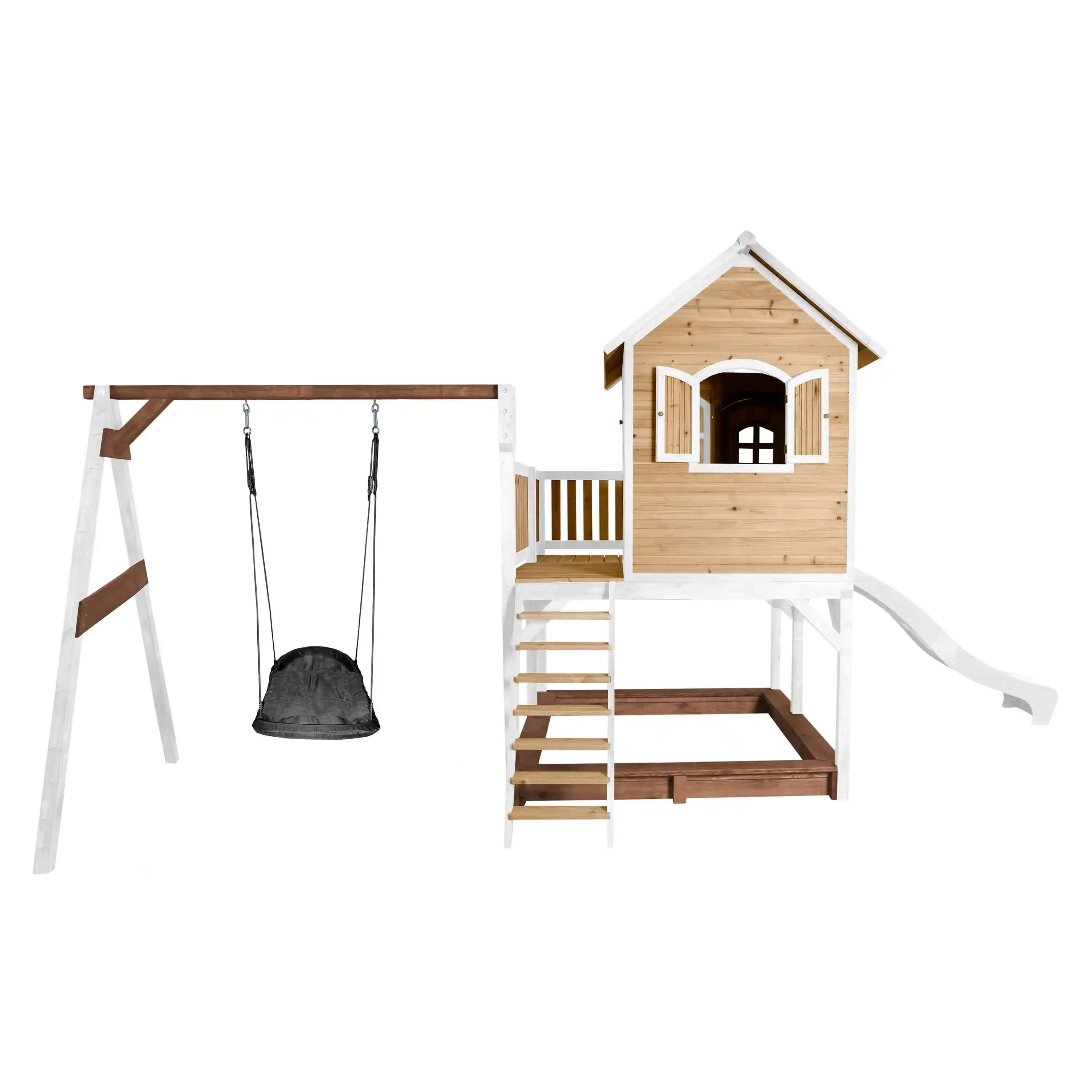 AXI Liam Playhouse with Roxy Nest Swing Set Brown/White - White Slide