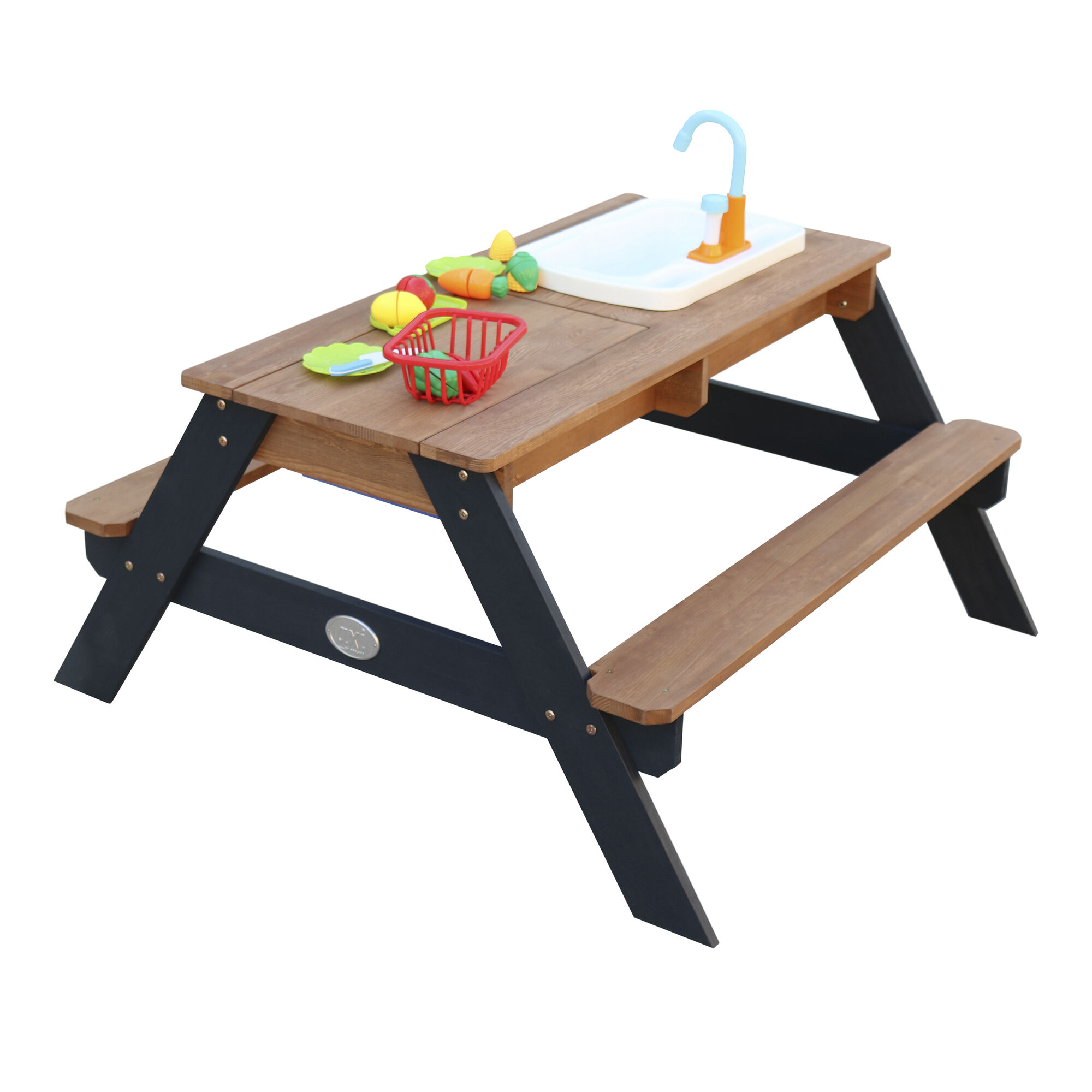 productfoto AXI Emily Zand & Water Picknicktafel met Speelkeuken wastafel Antraciet/bruin