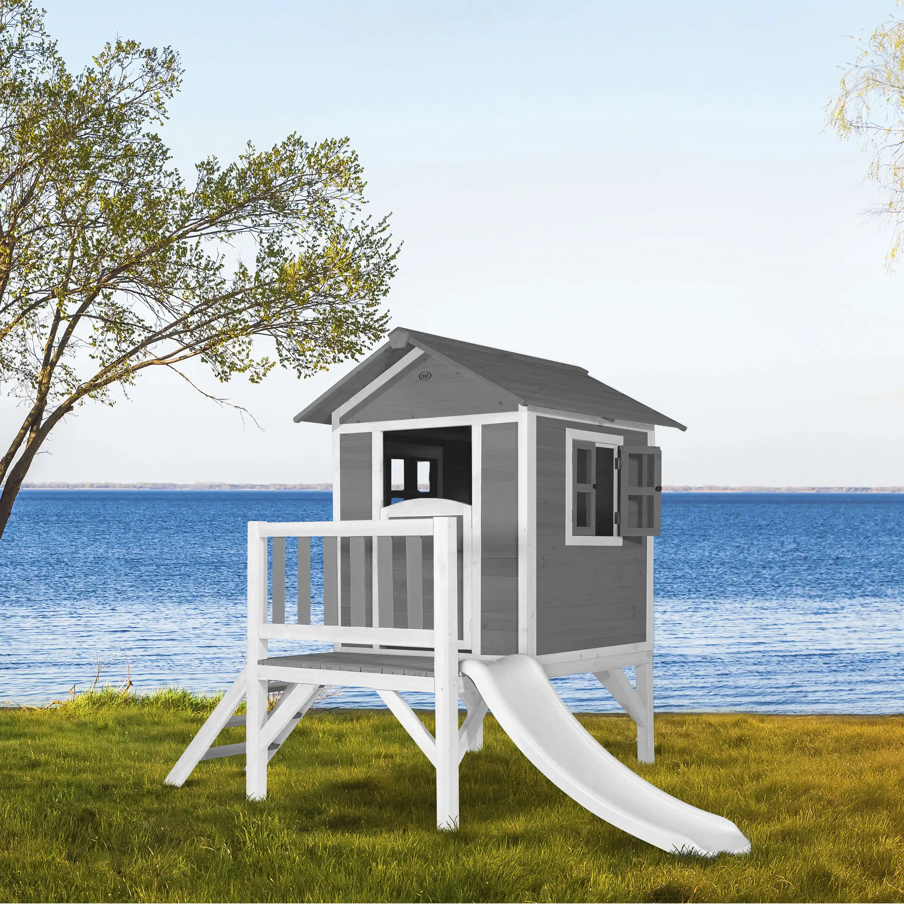 AXI Lodge XL Playhouse Cool Grey - White Slide