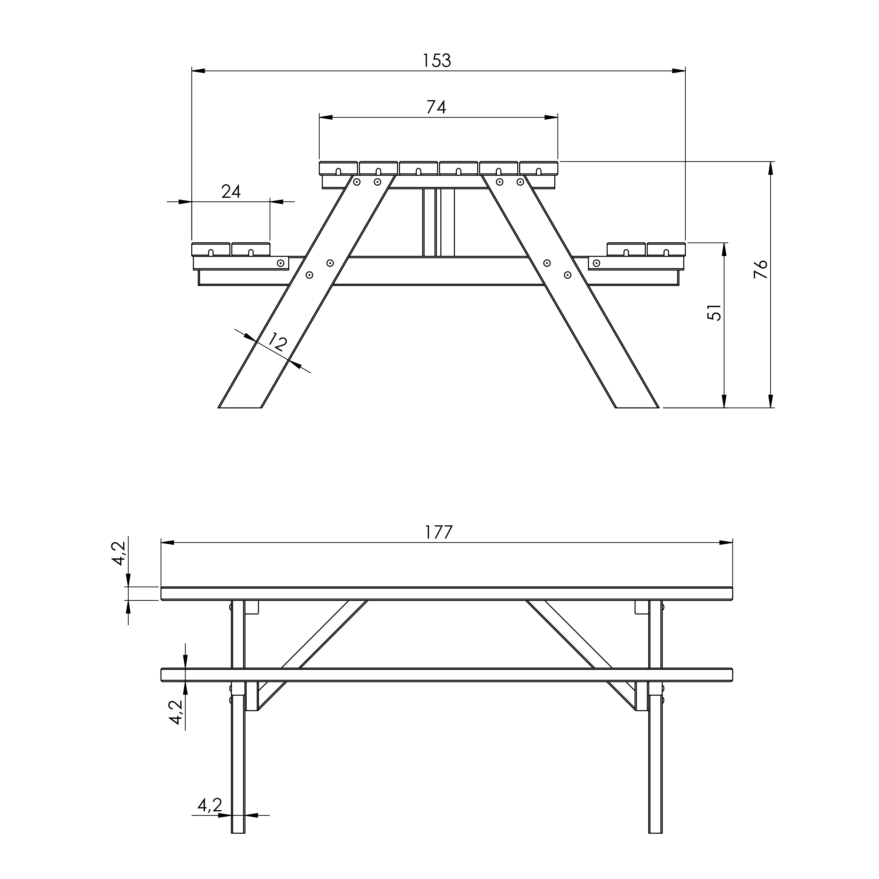 AXI Julie Wooden Picnic Table Classic 177 x 154 cm - Natural