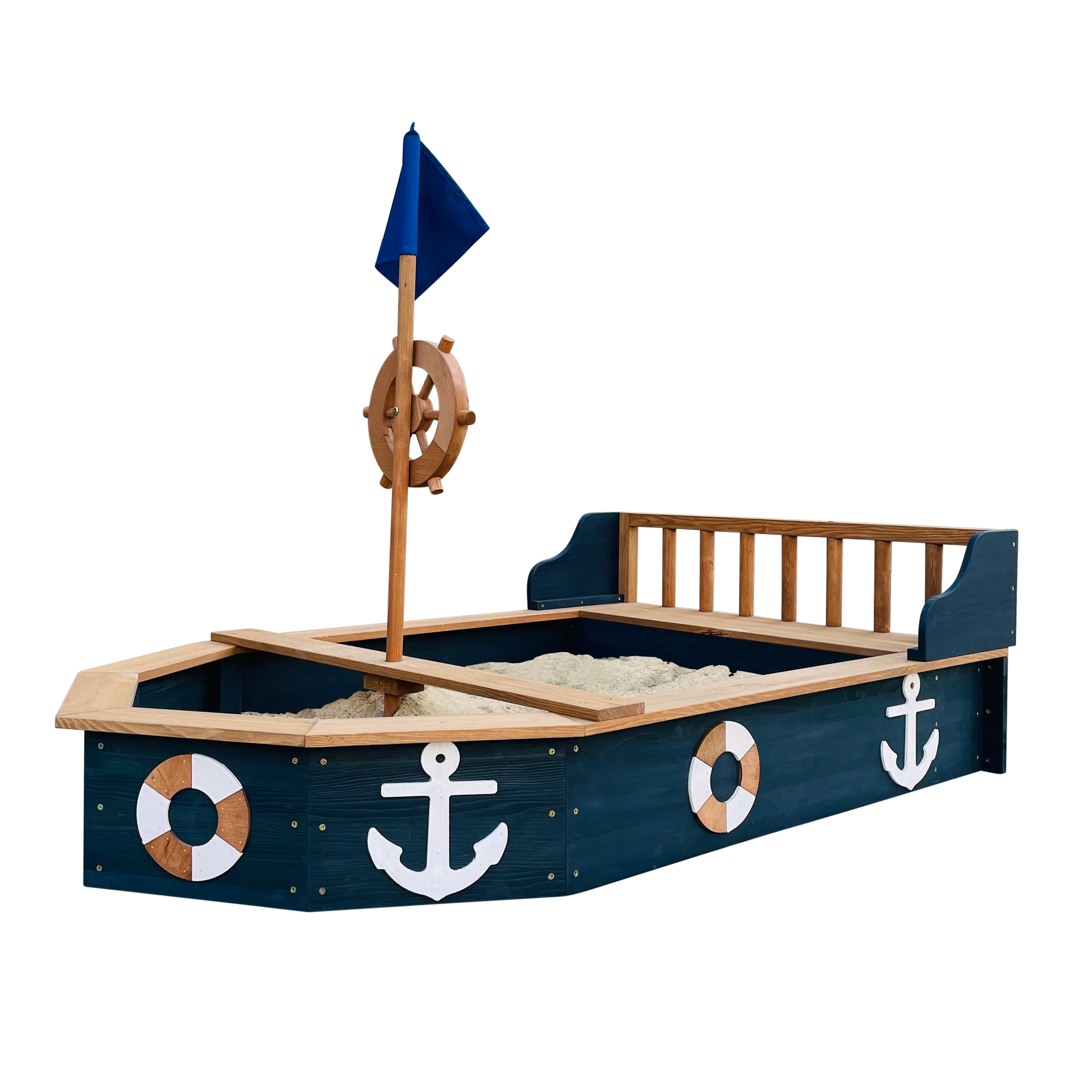 AXI Doris Boat Sandbox with storage bench - Anthracite/Brown