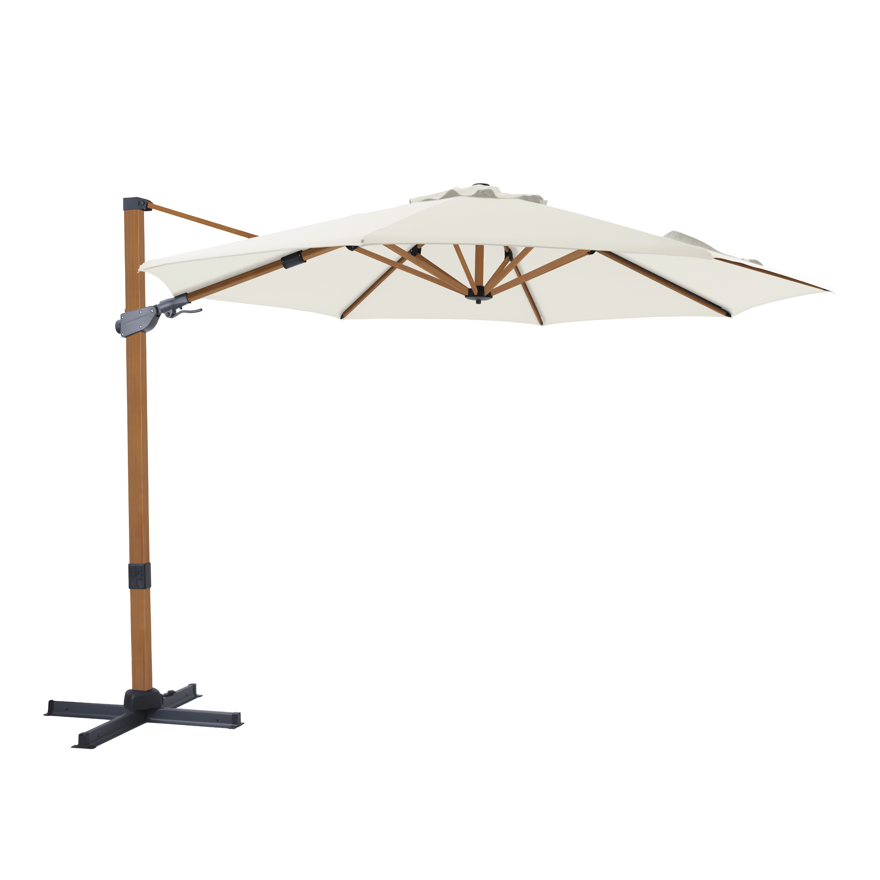AXI Cyrus Premium Cantilever Parasol Ø 300cm Round - Wood-look/Beige