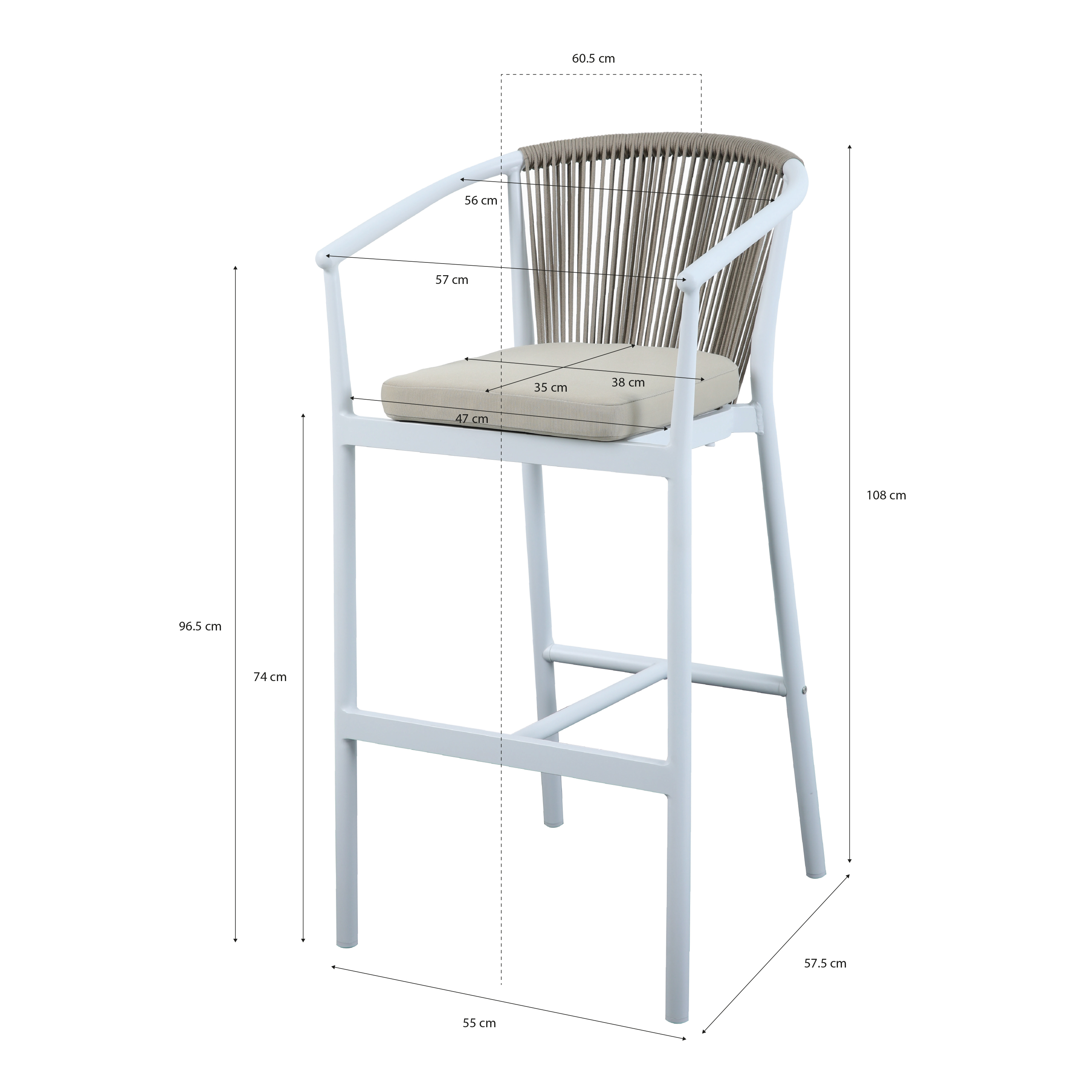 AXI Ravi Bar Set with 4 bar stools - White/Teak-look Polywood