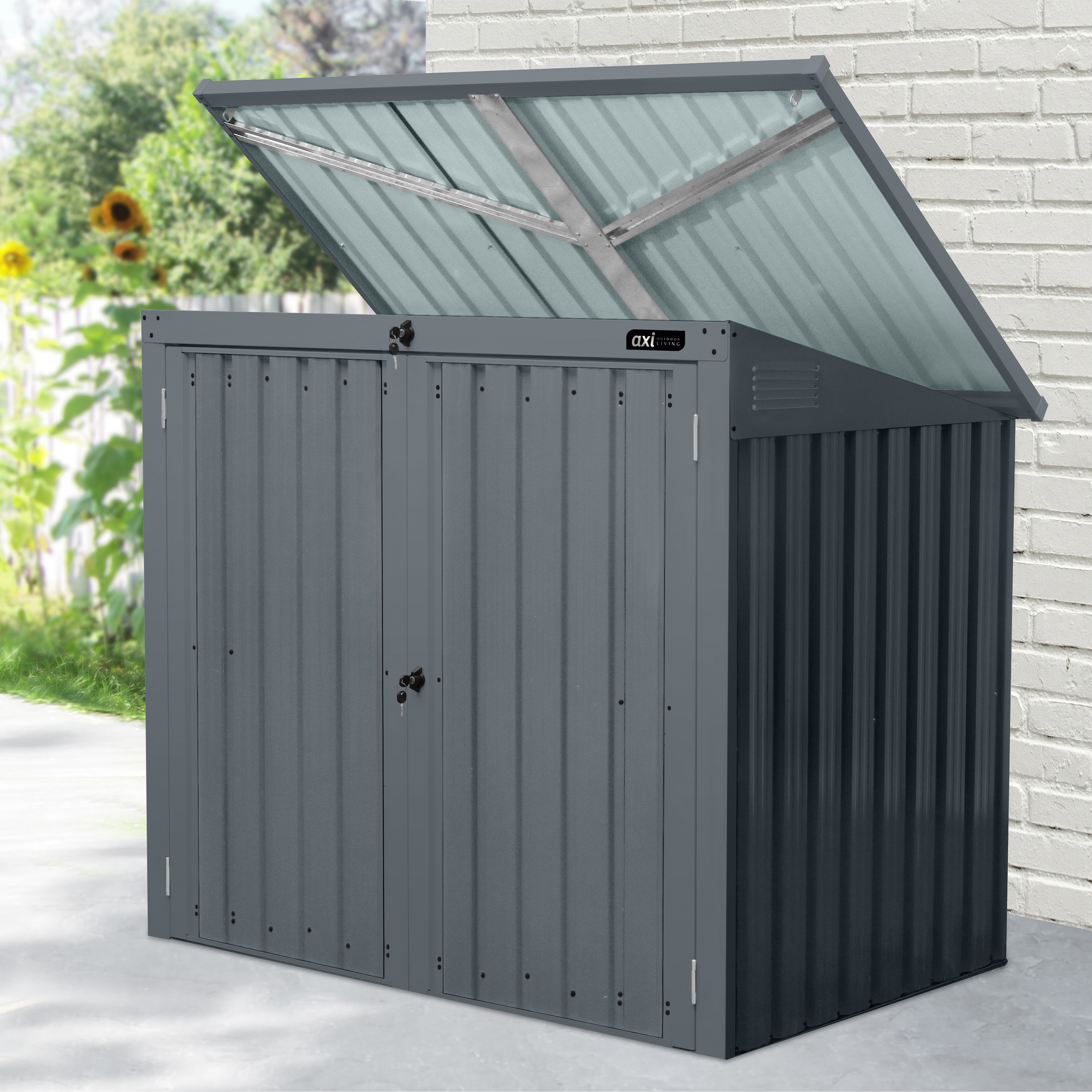 AXI Oscar Metal Garbage Bin Shed Anthracite - 2 Garbage Bins