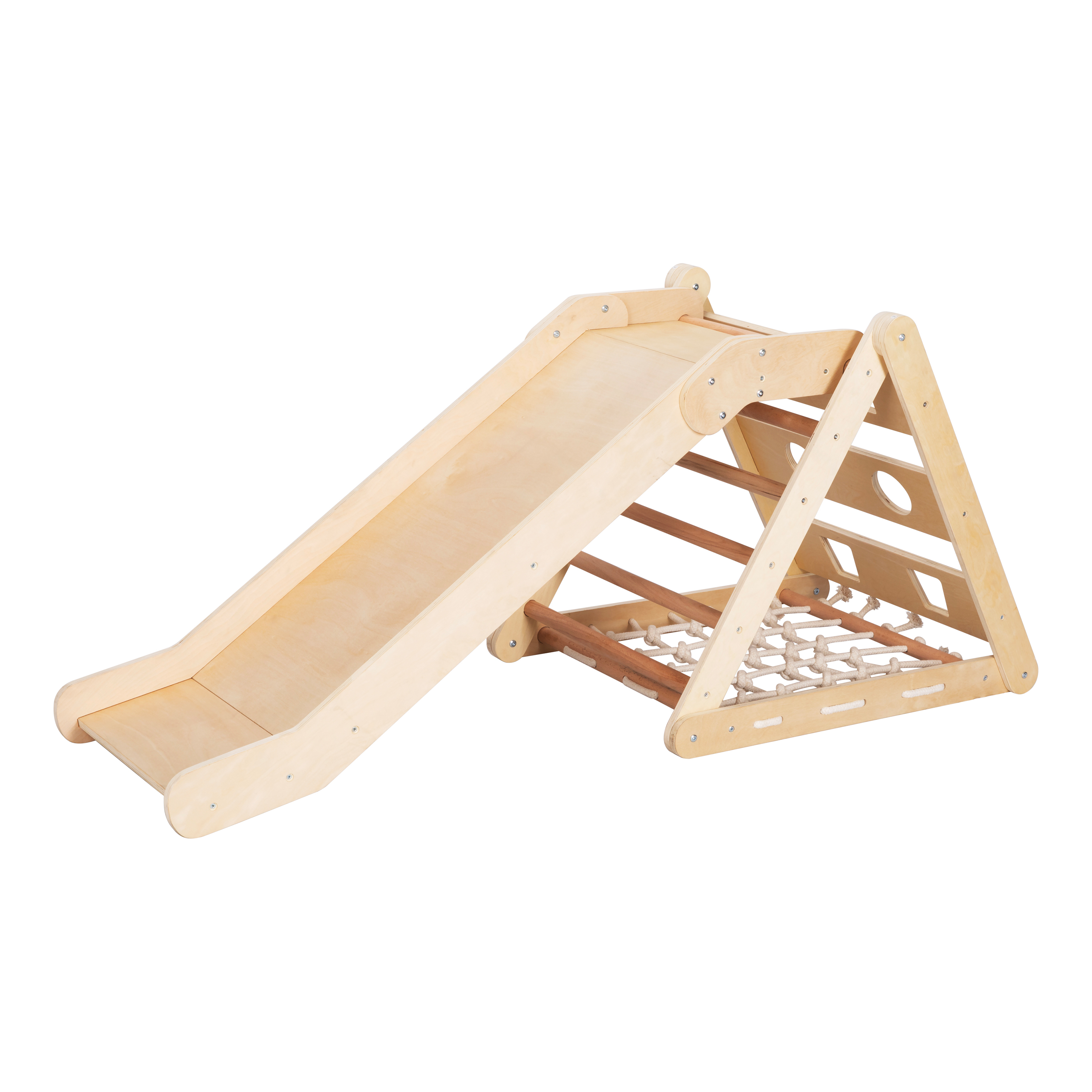 Sunny Sammie 2-in-1 Wooden Climbing Triangle with Slide - Natural