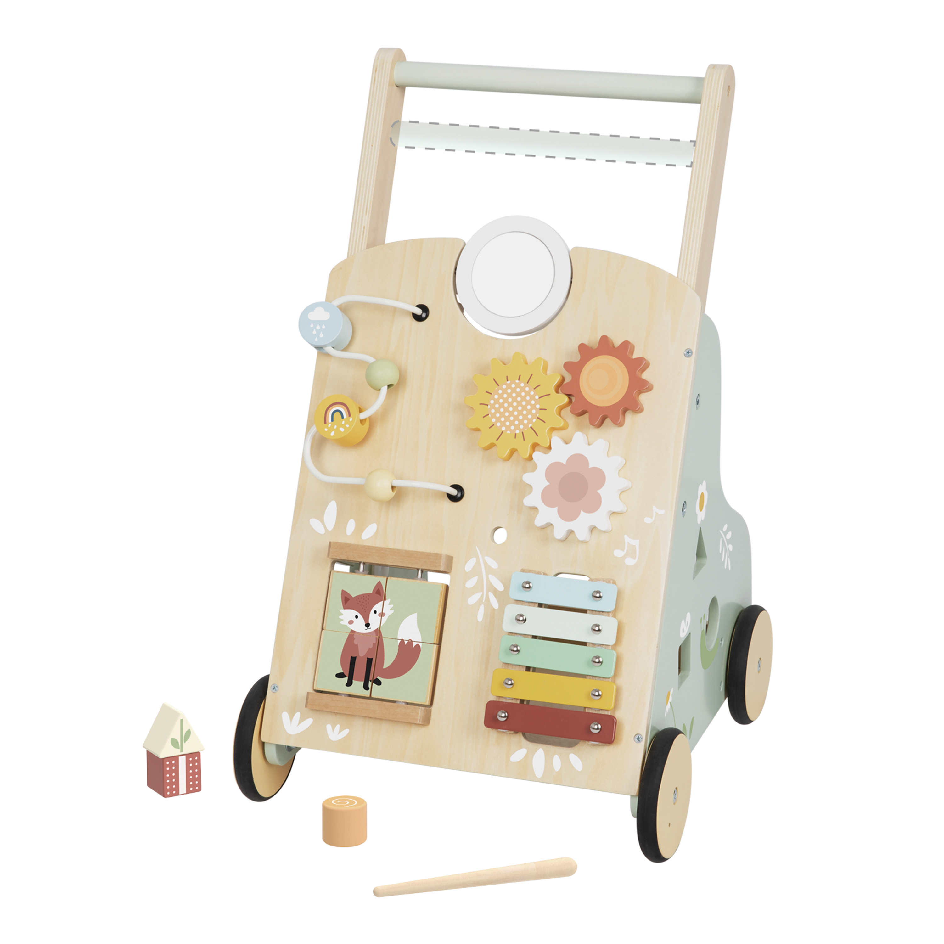 Tooky Toy Wooden Baby Walker - Pastel