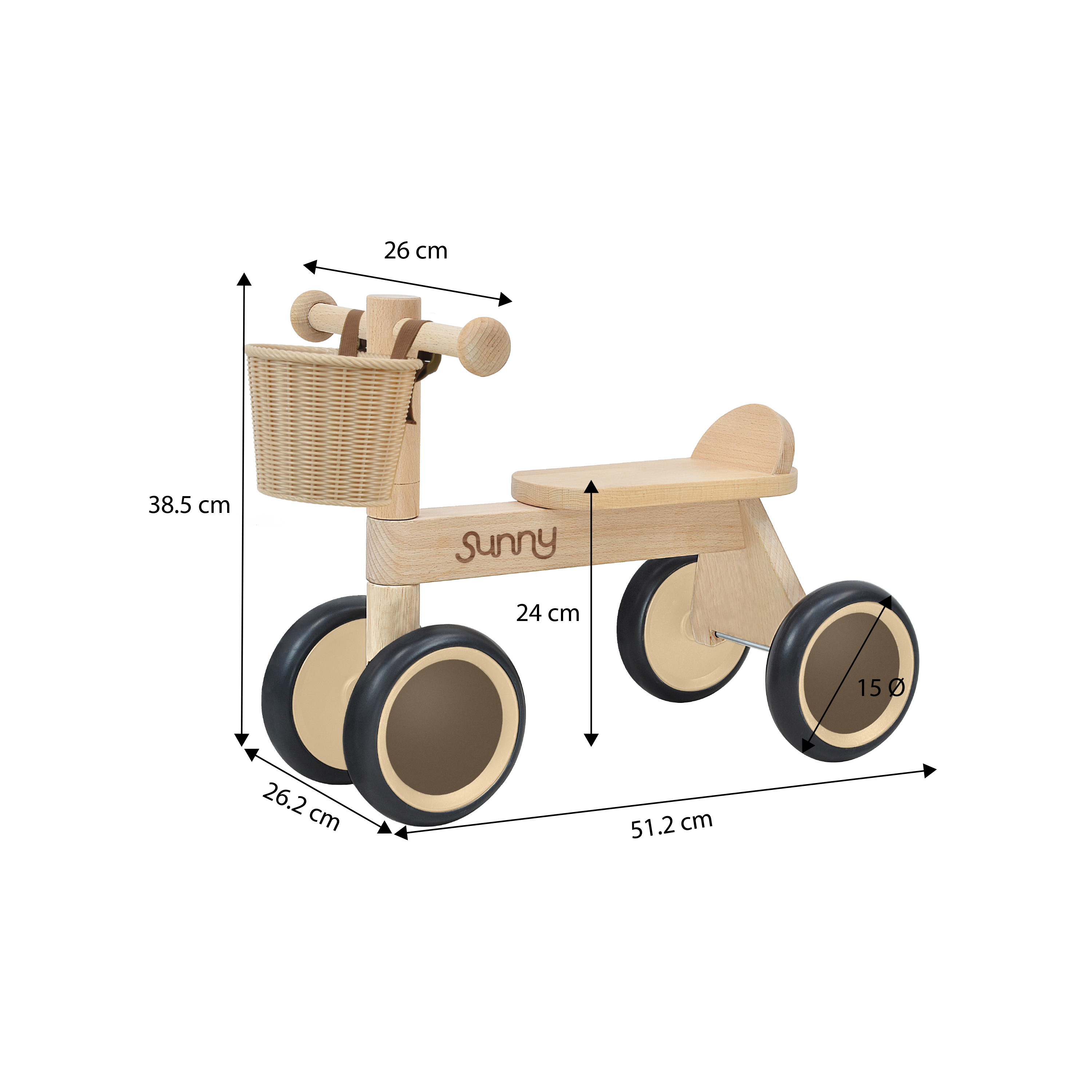 Sunny Mini Walker Wooden Balance Bike incl. Storage Basket