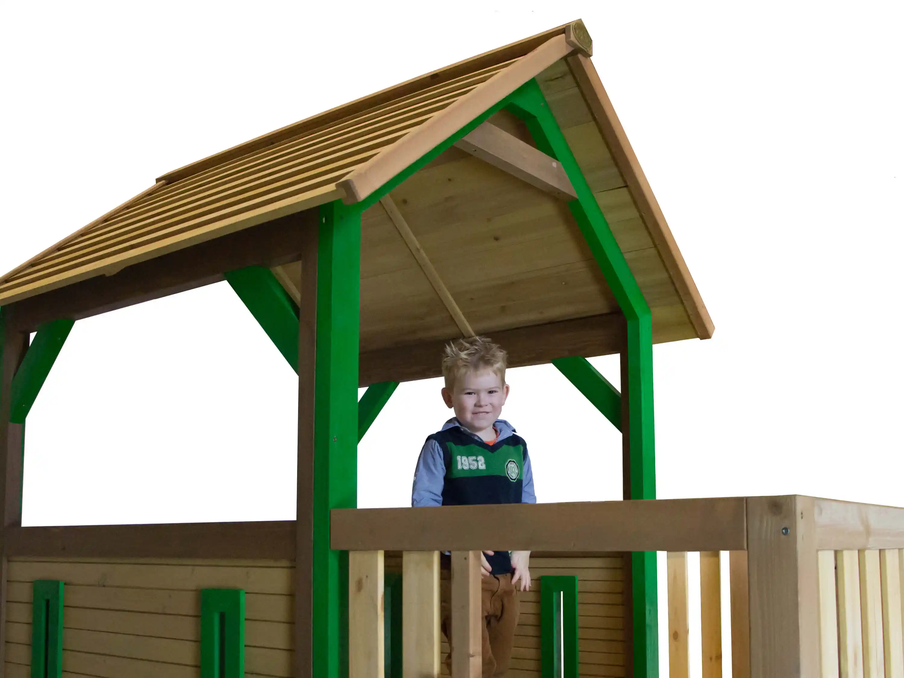 AXI Atka Play Tower with Double Swing Set Brown/Green - Green Slide