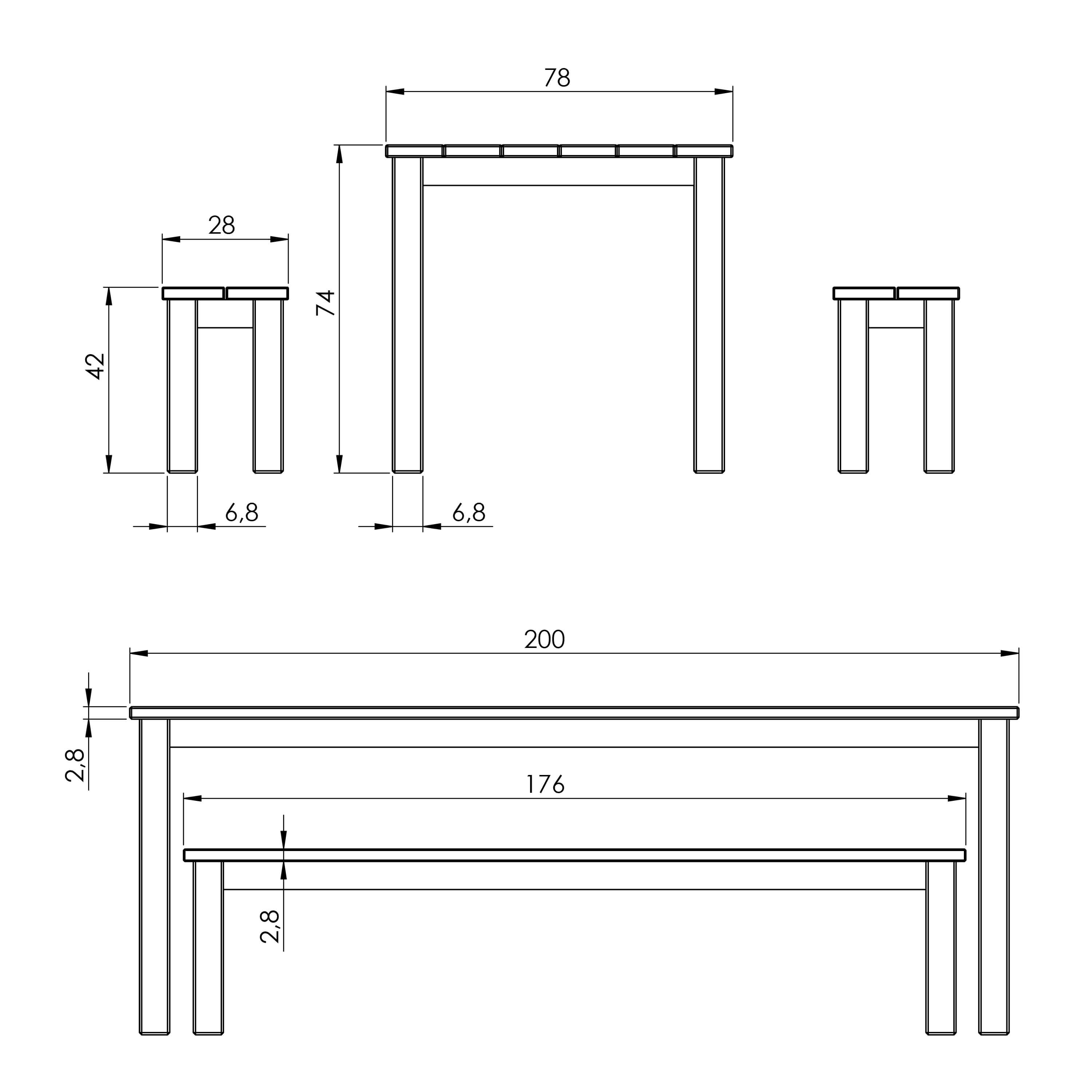 AXI Louise Wooden Picnic Table and Bench Set 200 cm - Brown