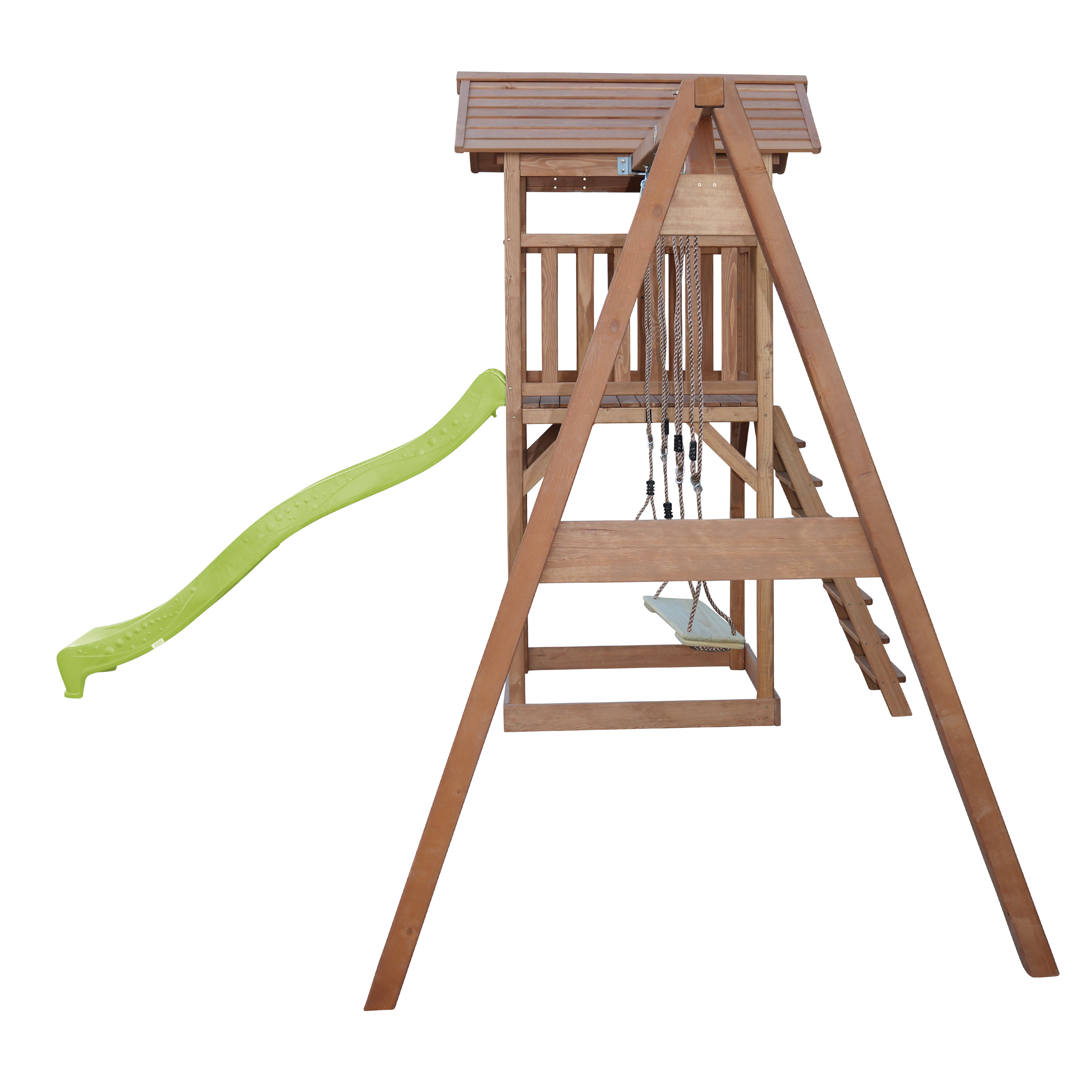 AXI Beach Tower with Double Swing Set Brown - Lime Green Slide