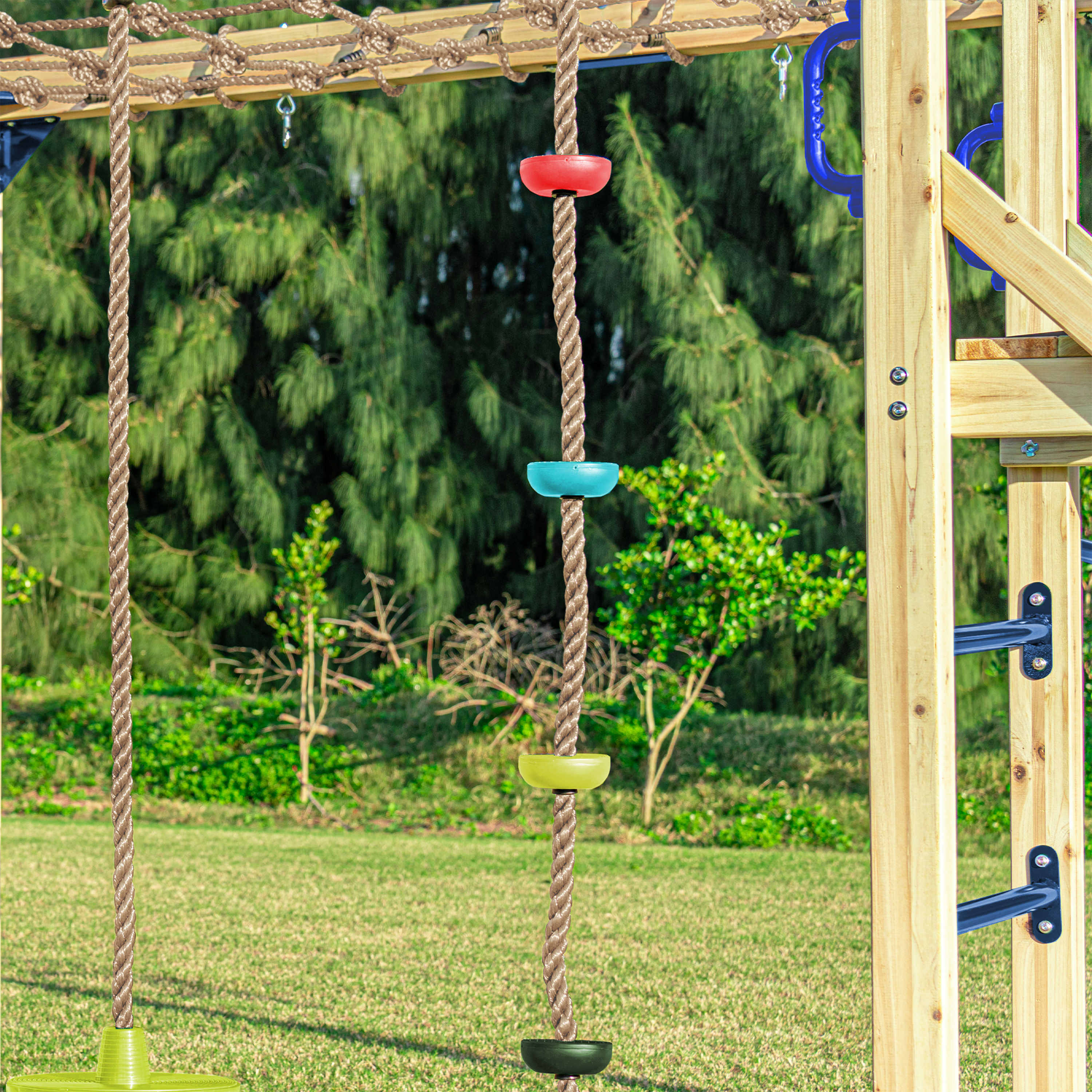 AXI Boris Wooden Playcentre with Swings. Trapeze. Climbing Nets and Monkey Bars – Grey Slide