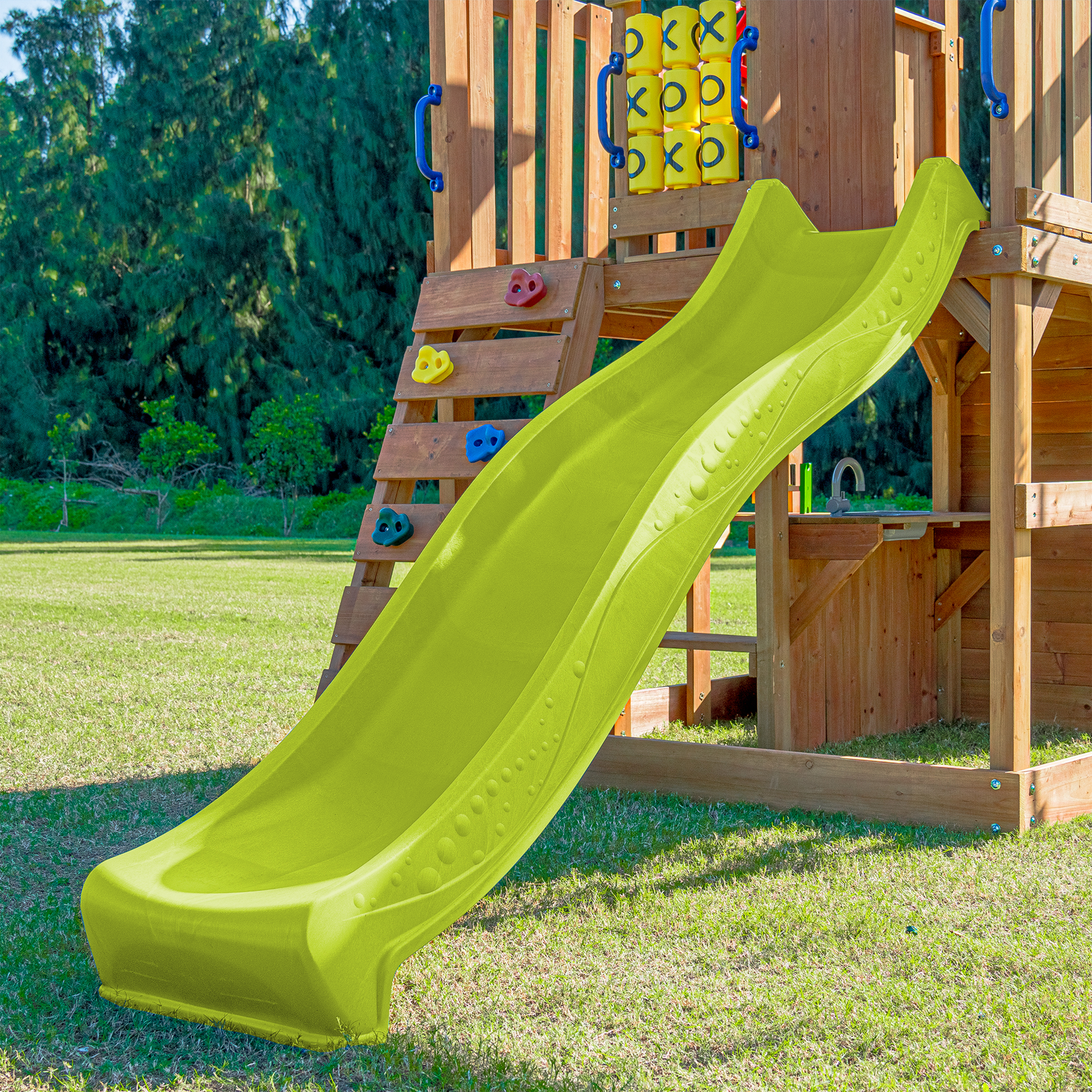 AXI Jack Climbing Frame with Double Swing and Trapeze – Lime Green Slide