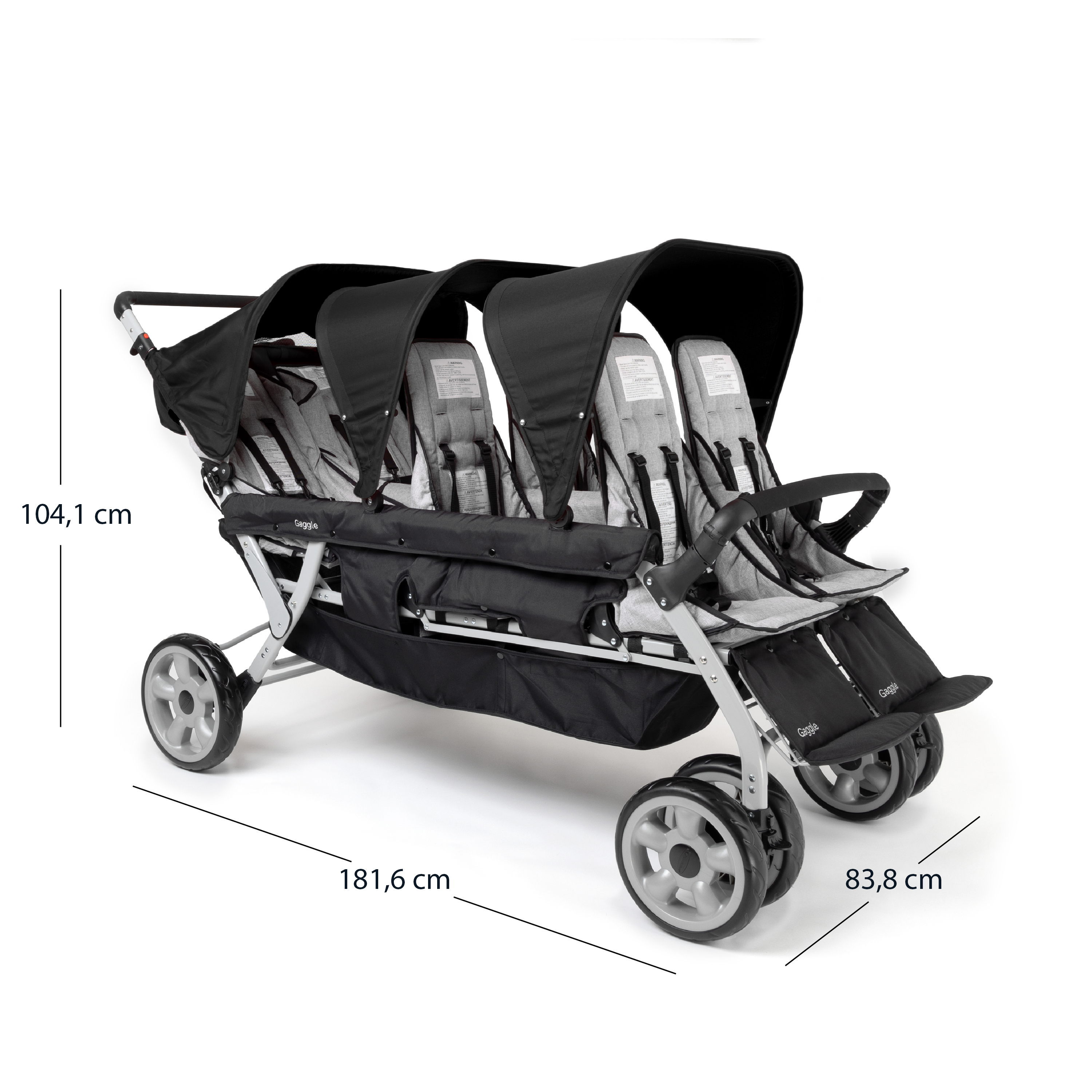 Gaggle Jamboree Folding Stroller for 6 children - Black