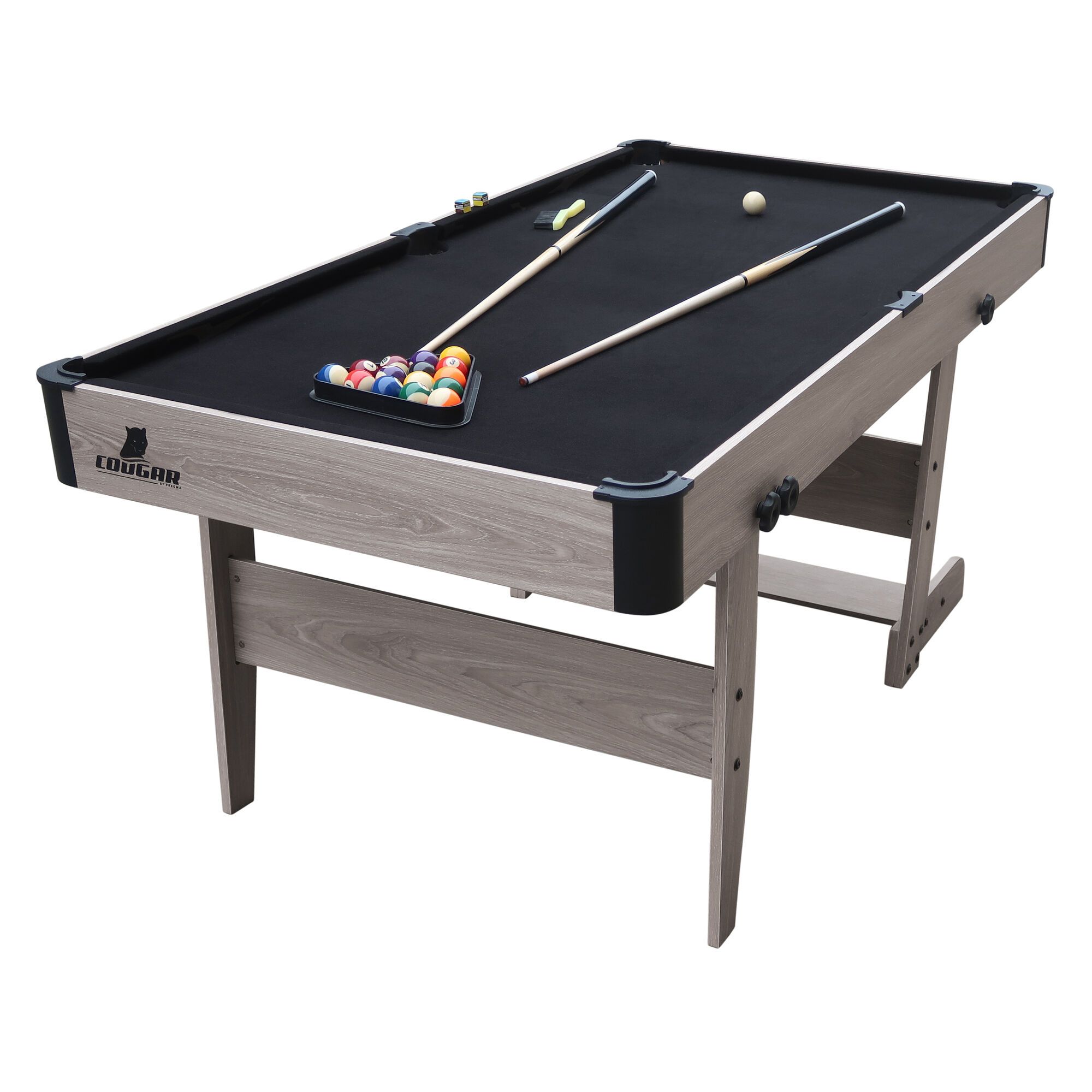 Cougar Hustle XL foldable Pool Table - Oak/Black