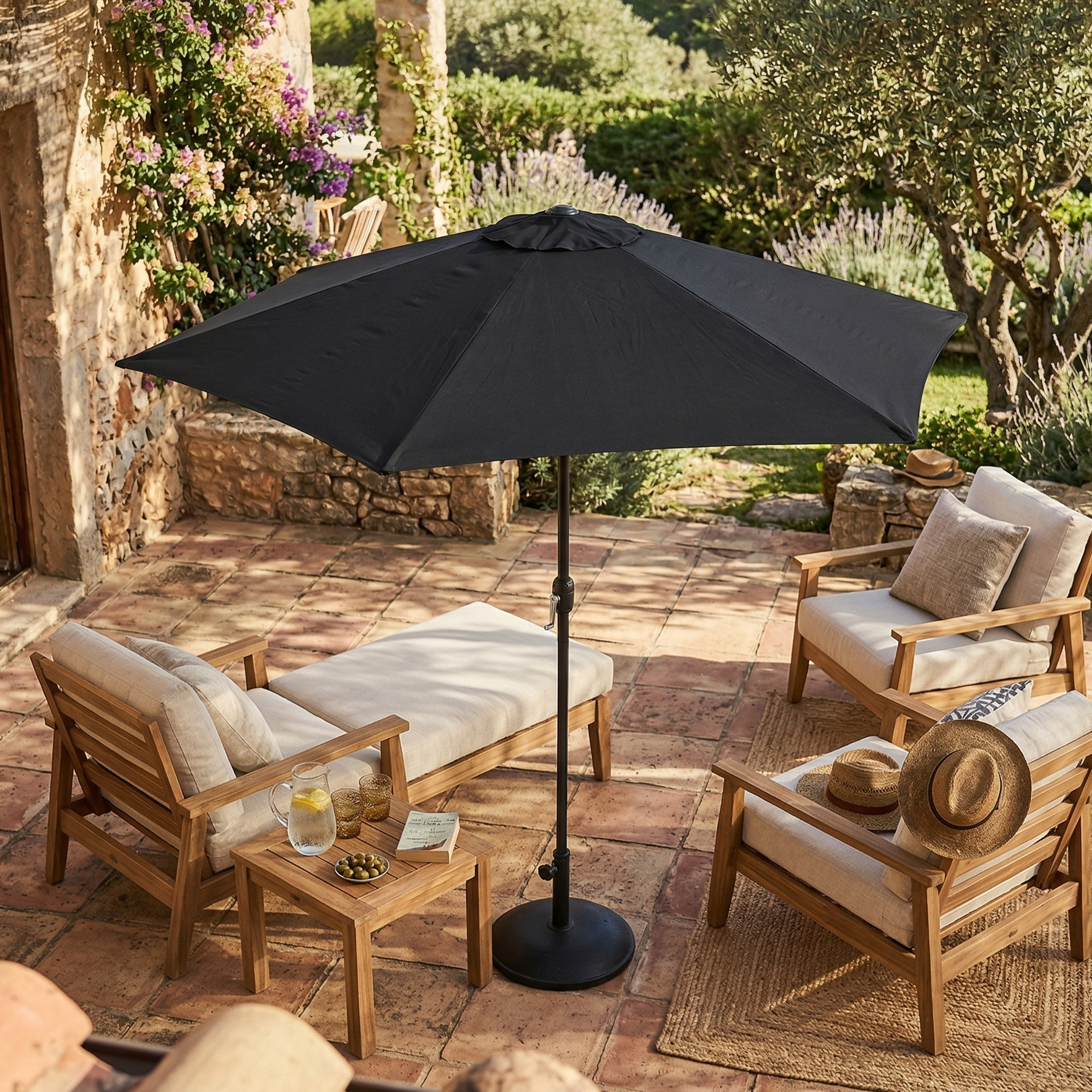 AXI Noor Centre Pole Parasol Ø 300cm incl. parasol base Anthracite/Grey