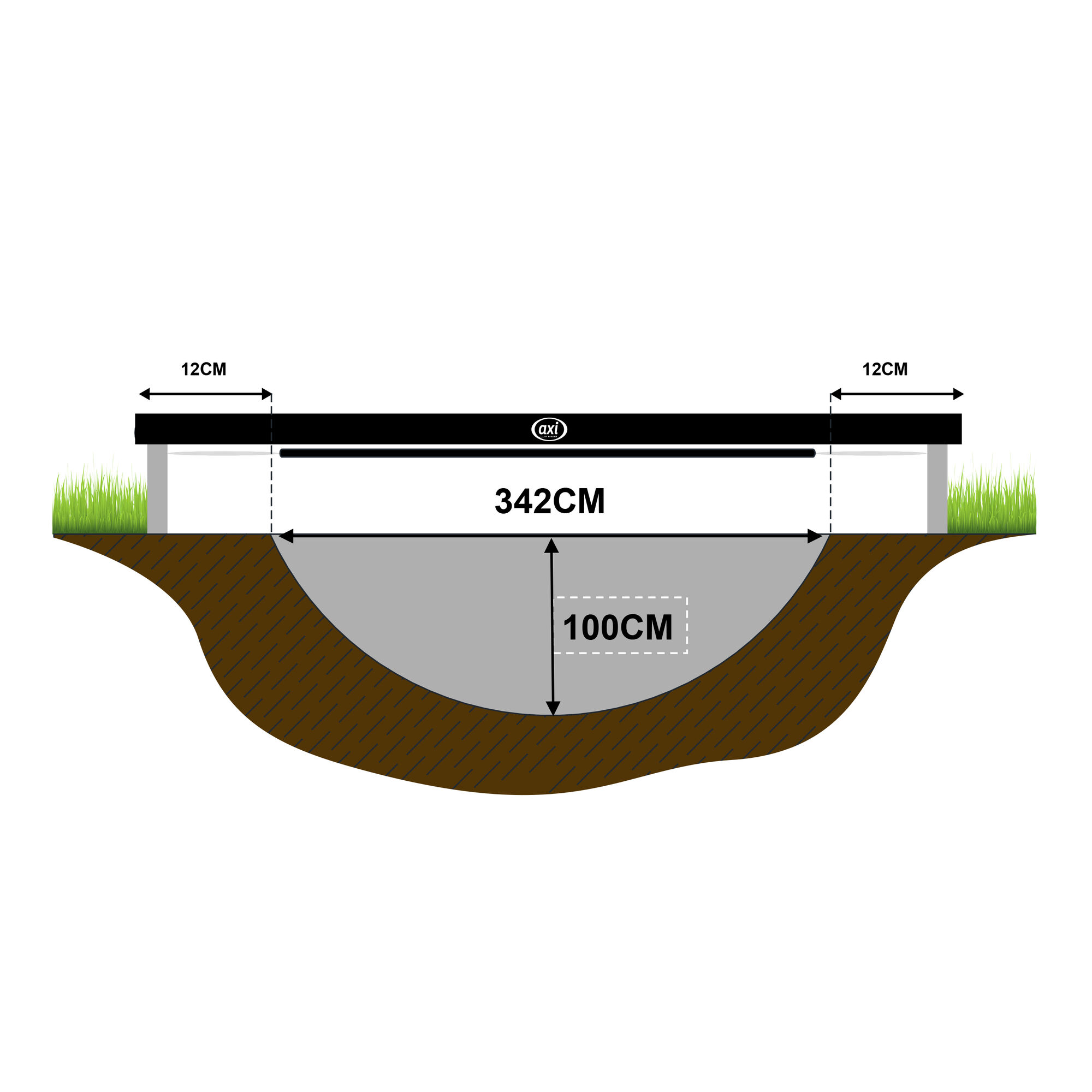 productfoto AXI Denver Trampoline 12ft - Inground - Groen