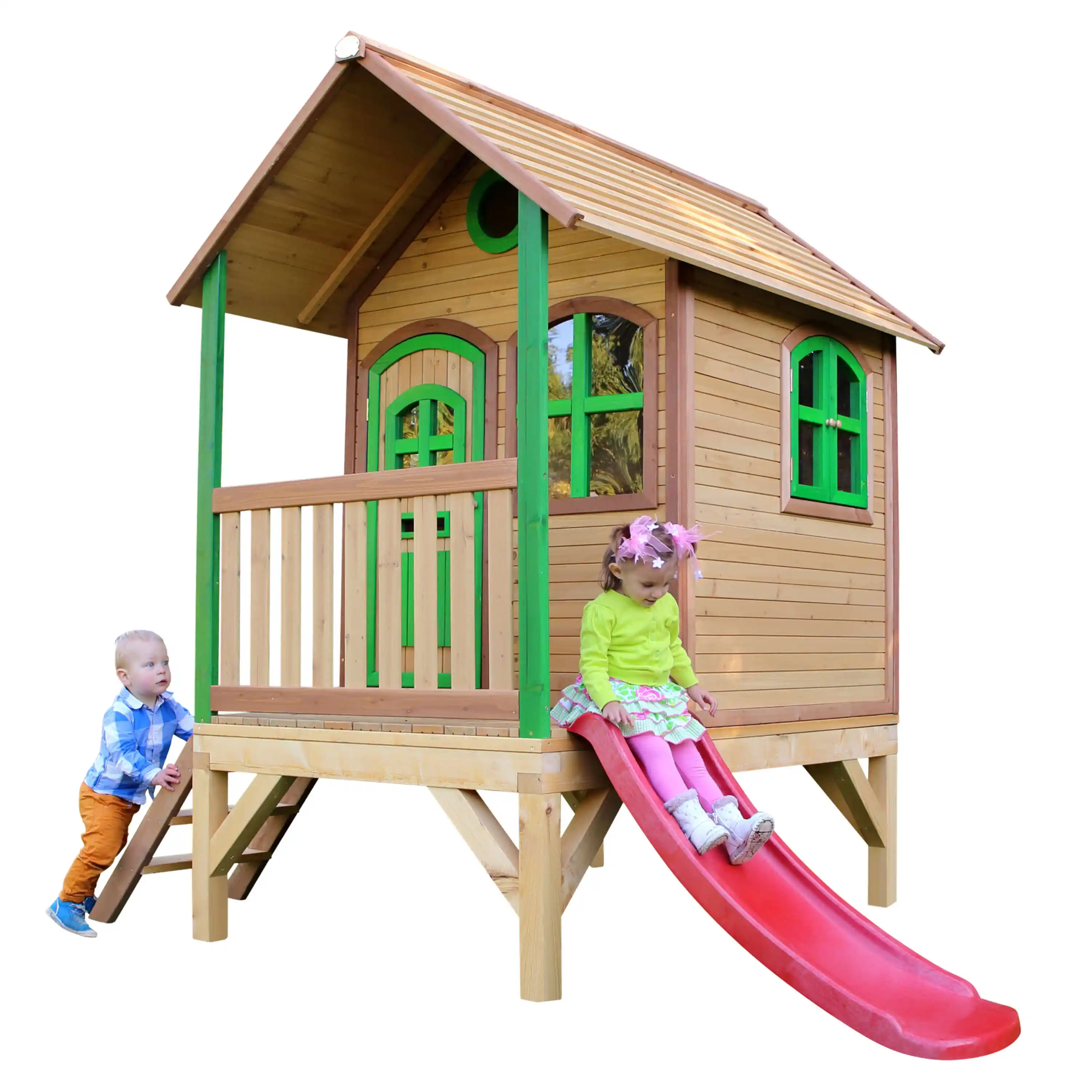 AXI Tom Playhouse Brown/Green - Red Slide