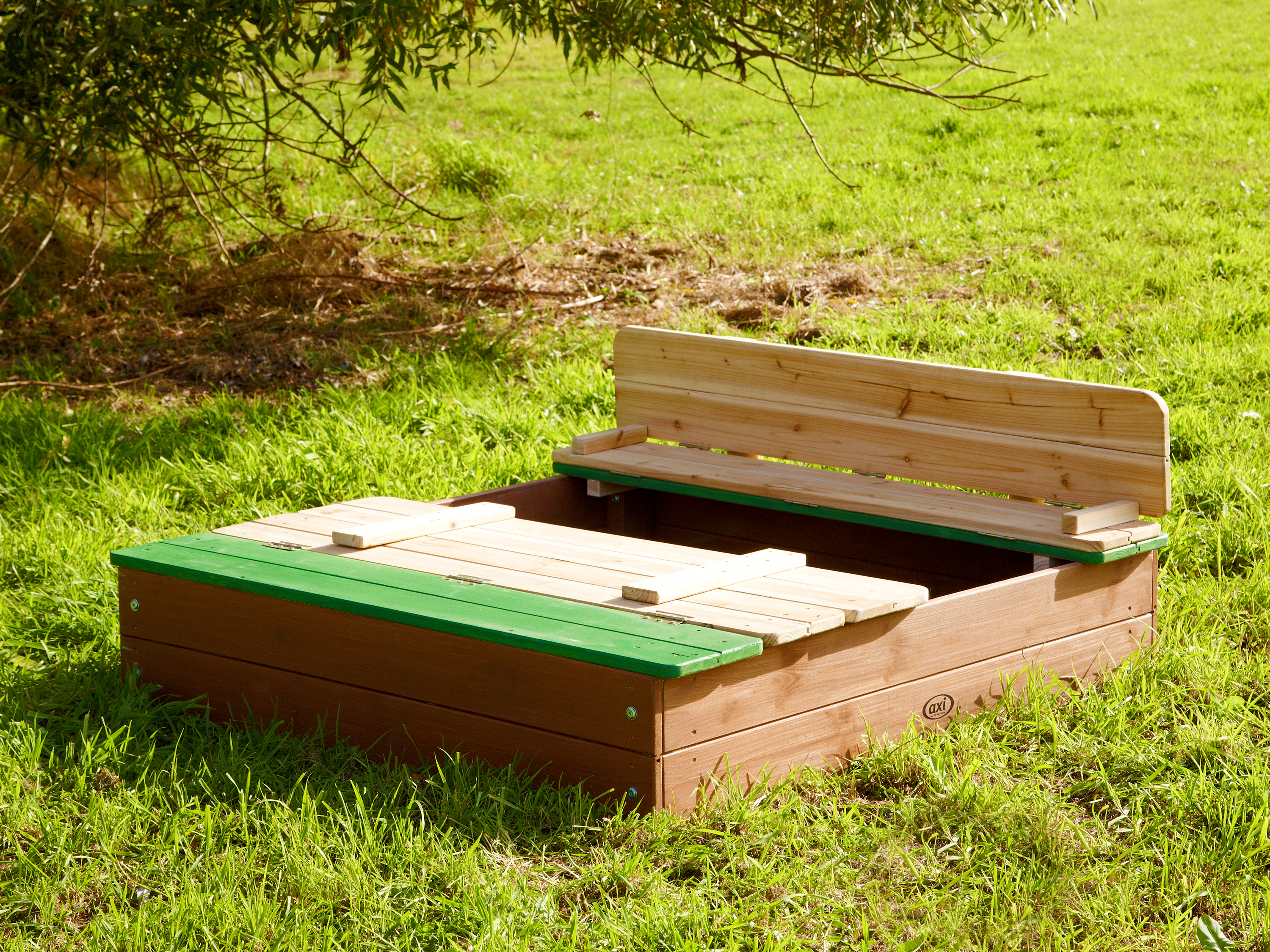AXI Ella Sandbox with Benches - 100 x 95 cm - Brown/Green